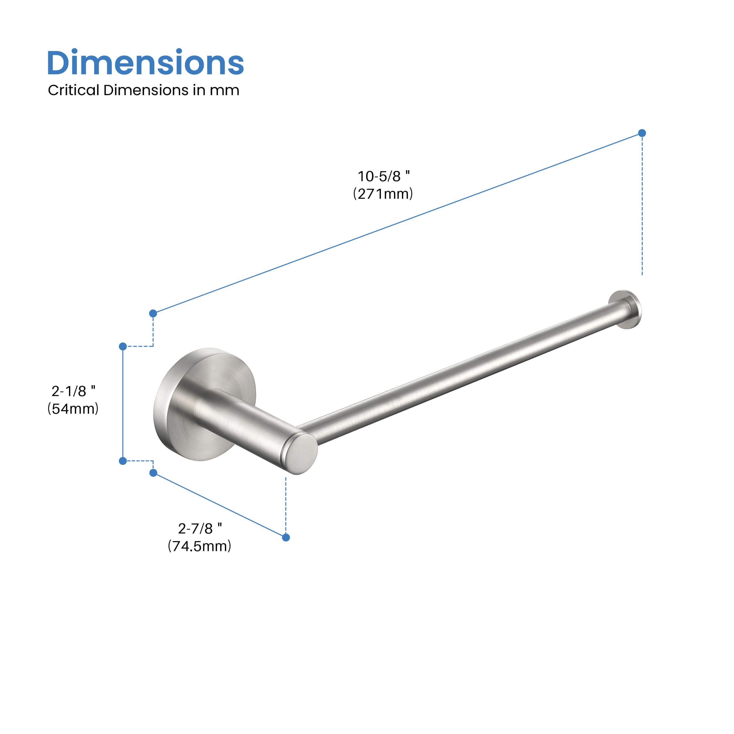 Halo 10 inch Bathroom Towel Holder - CBA-1403 - Shop at Home Craft Studio - 12