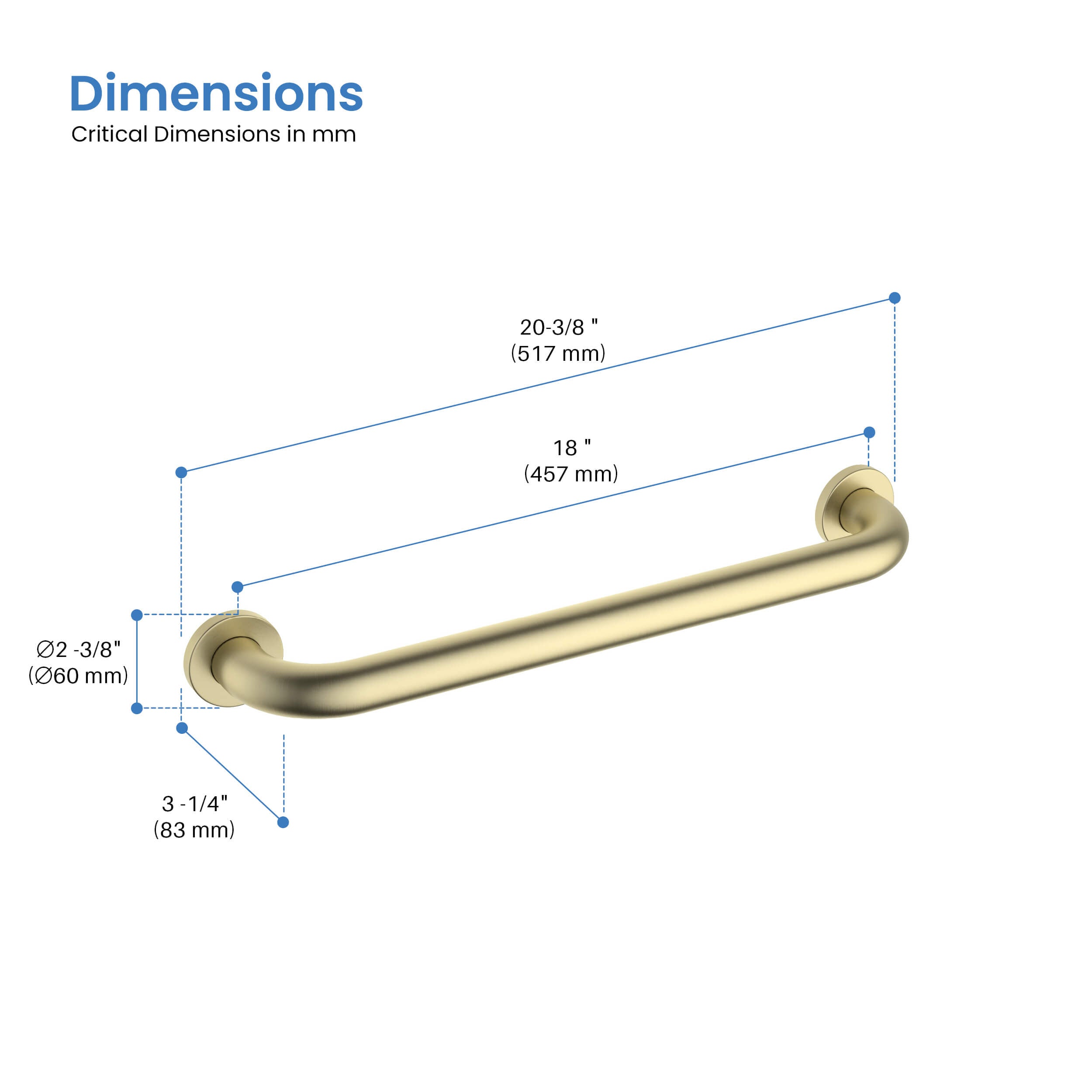Halo 18" Stainless Steel Bathroom Safety Grab Bar - CGB-1018 - Shop at Home Craft Studio - 6