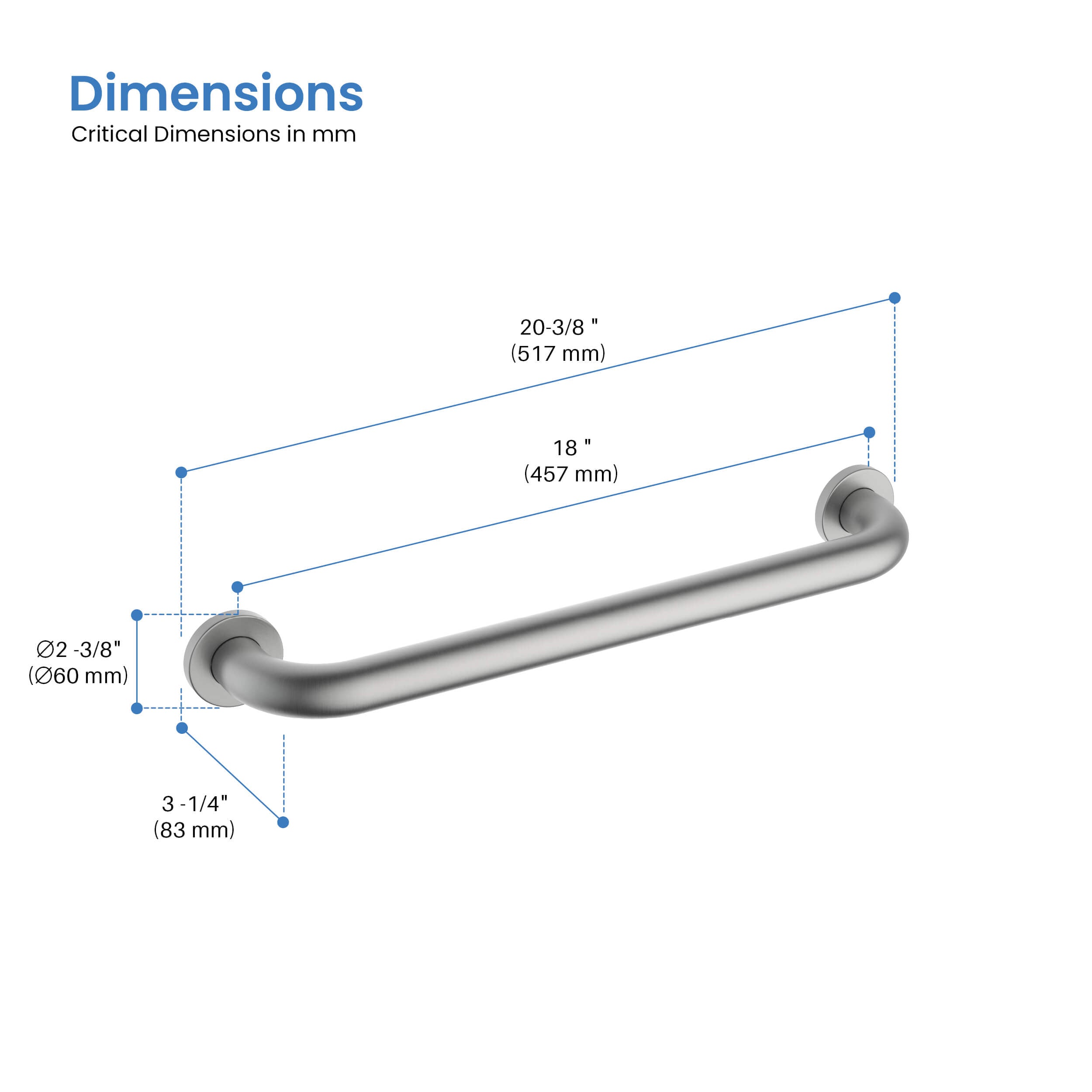 Halo 18" Stainless Steel Bathroom Safety Grab Bar - CGB-1018 - Shop at Home Craft Studio - 12