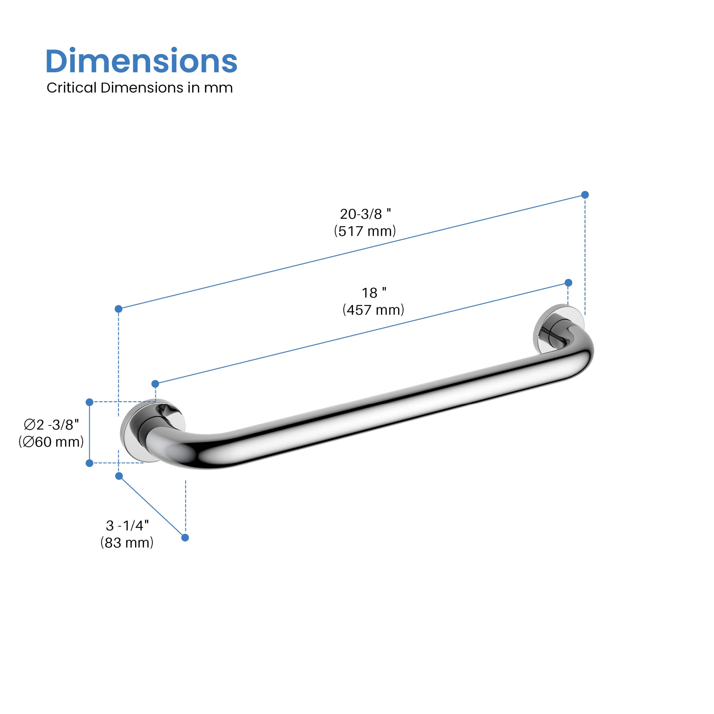 Halo 18" Stainless Steel Bathroom Safety Grab Bar - CGB-1018 - Shop at Home Craft Studio - 19