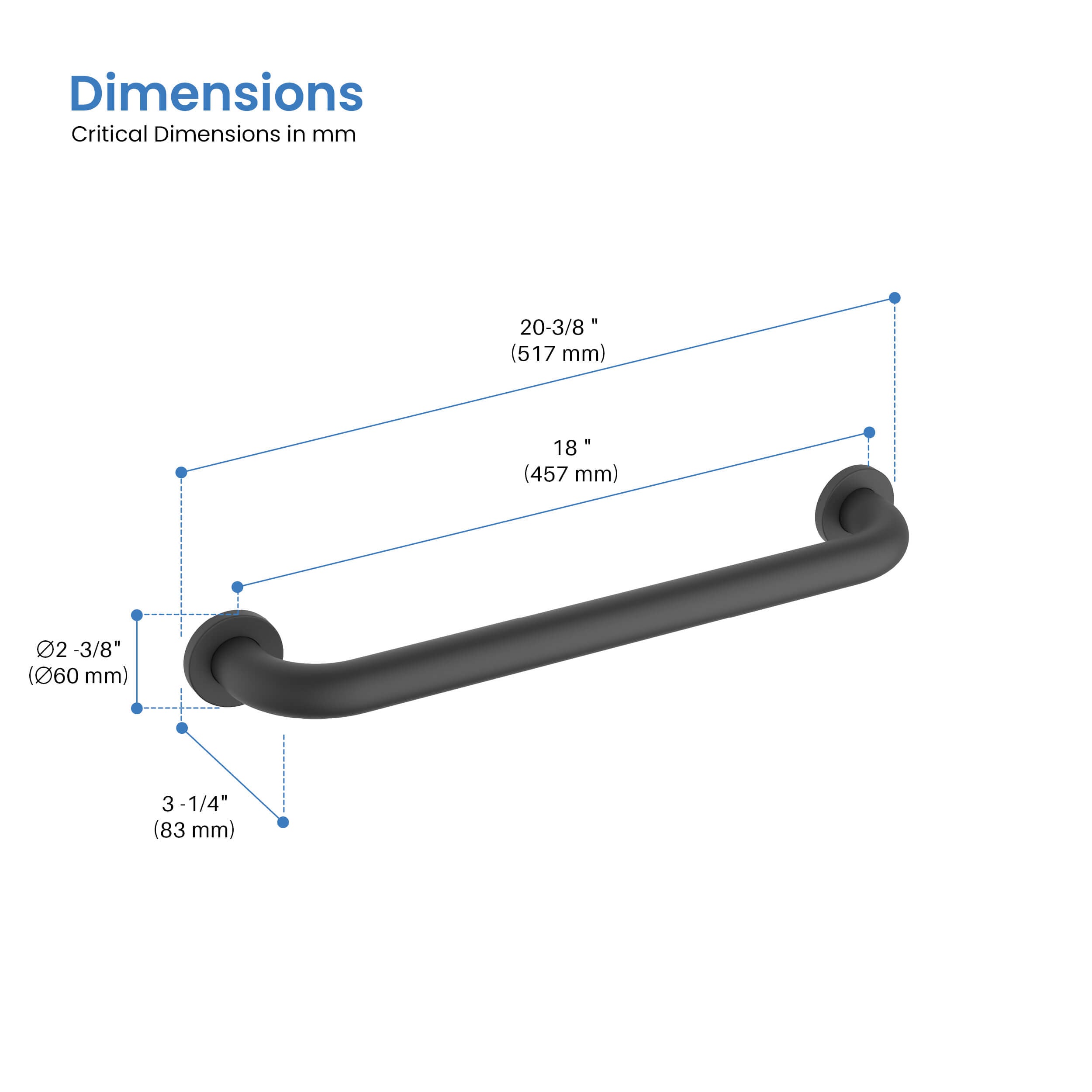 Halo 18" Stainless Steel Bathroom Safety Grab Bar - CGB-1018 - Shop at Home Craft Studio - 25