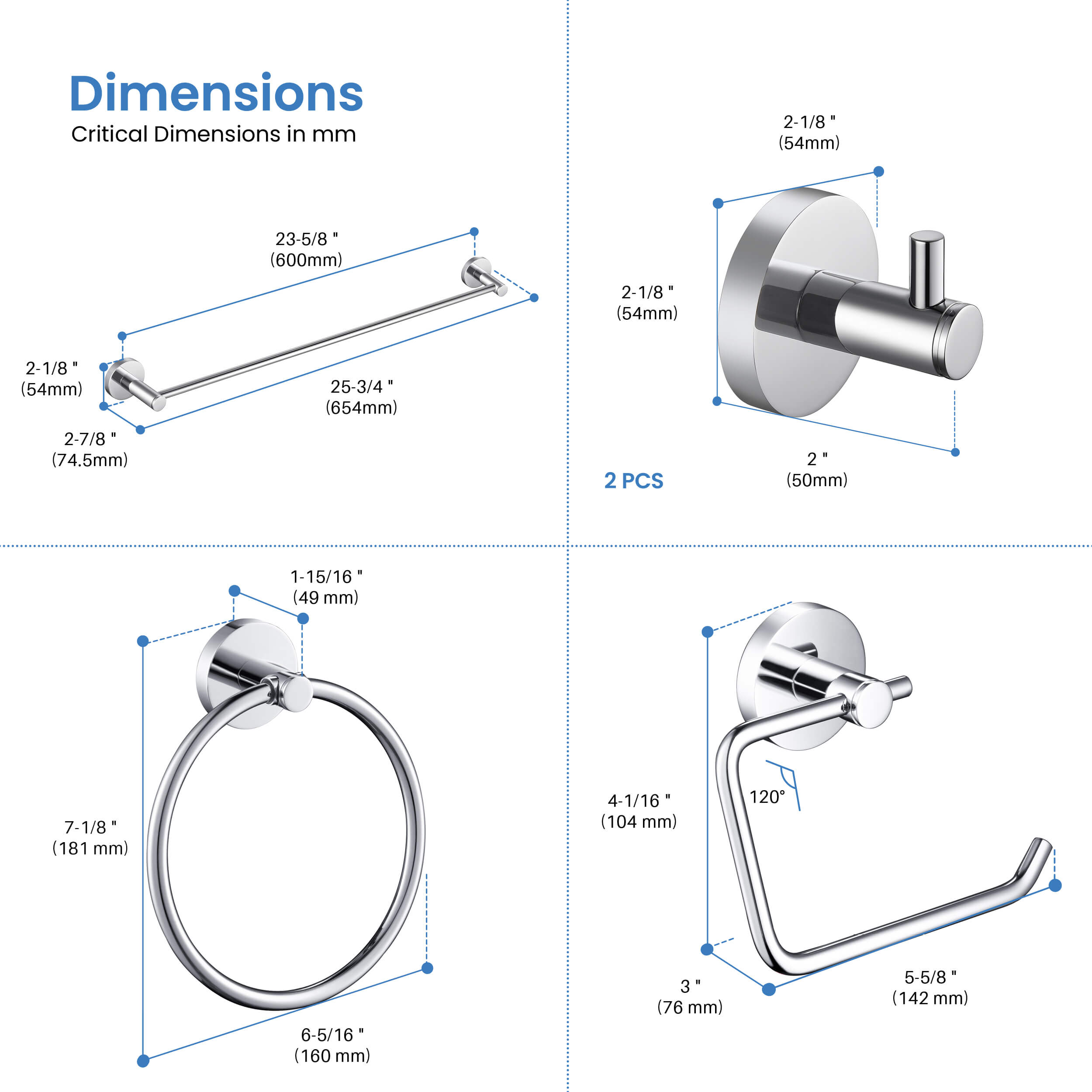 Halo 5-Piece Bathroom Hardware Set - C-CBA14-5-2 - Shop at Home Craft Studio - 30