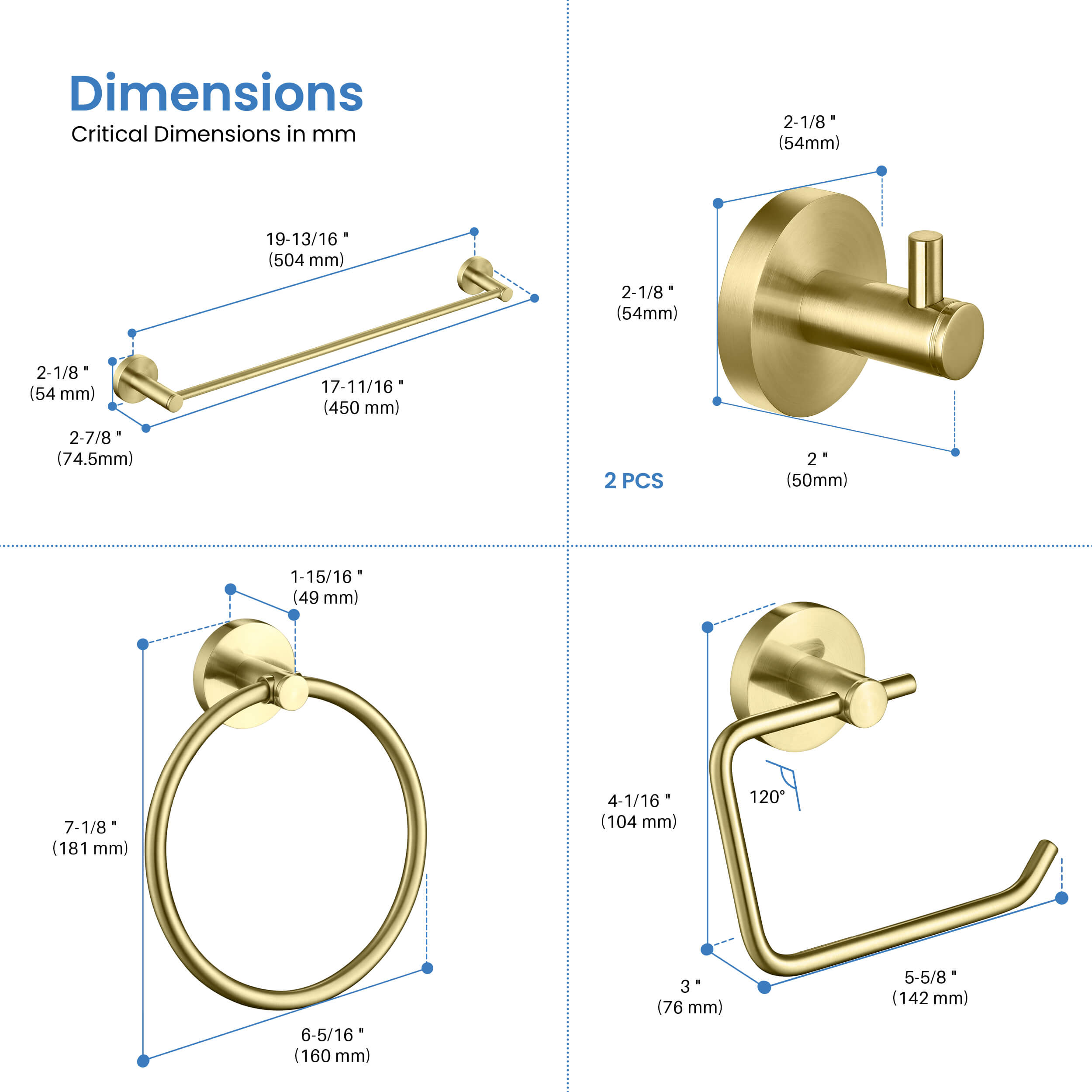 Halo 5-Piece Bathroom Hardware Set - C-CBA14-5-4 - Shop at Home Craft Studio - 9