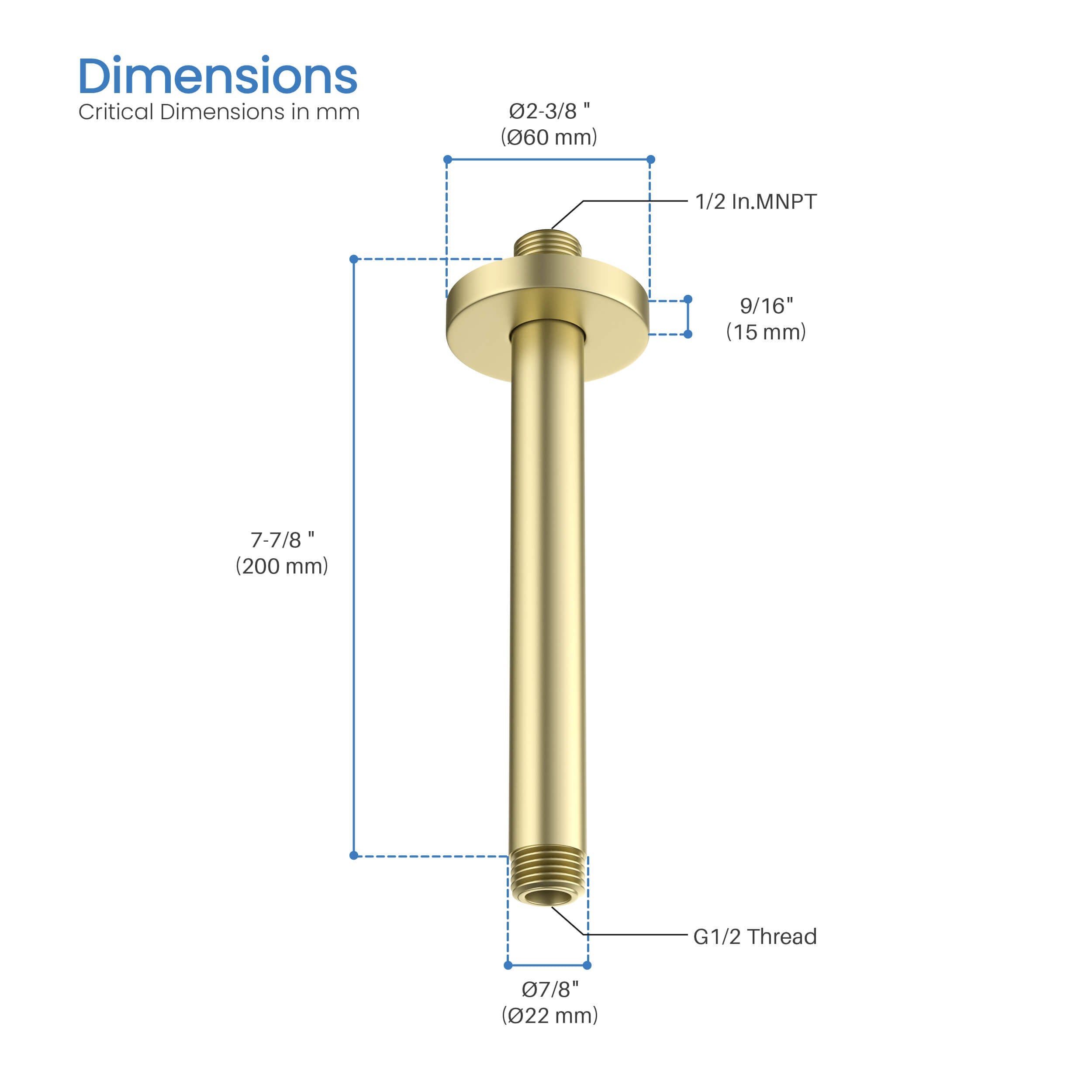 Halo 8" Ceiling Mounted Shower Arm - SA0800 - Shop at Home Craft Studio - 4