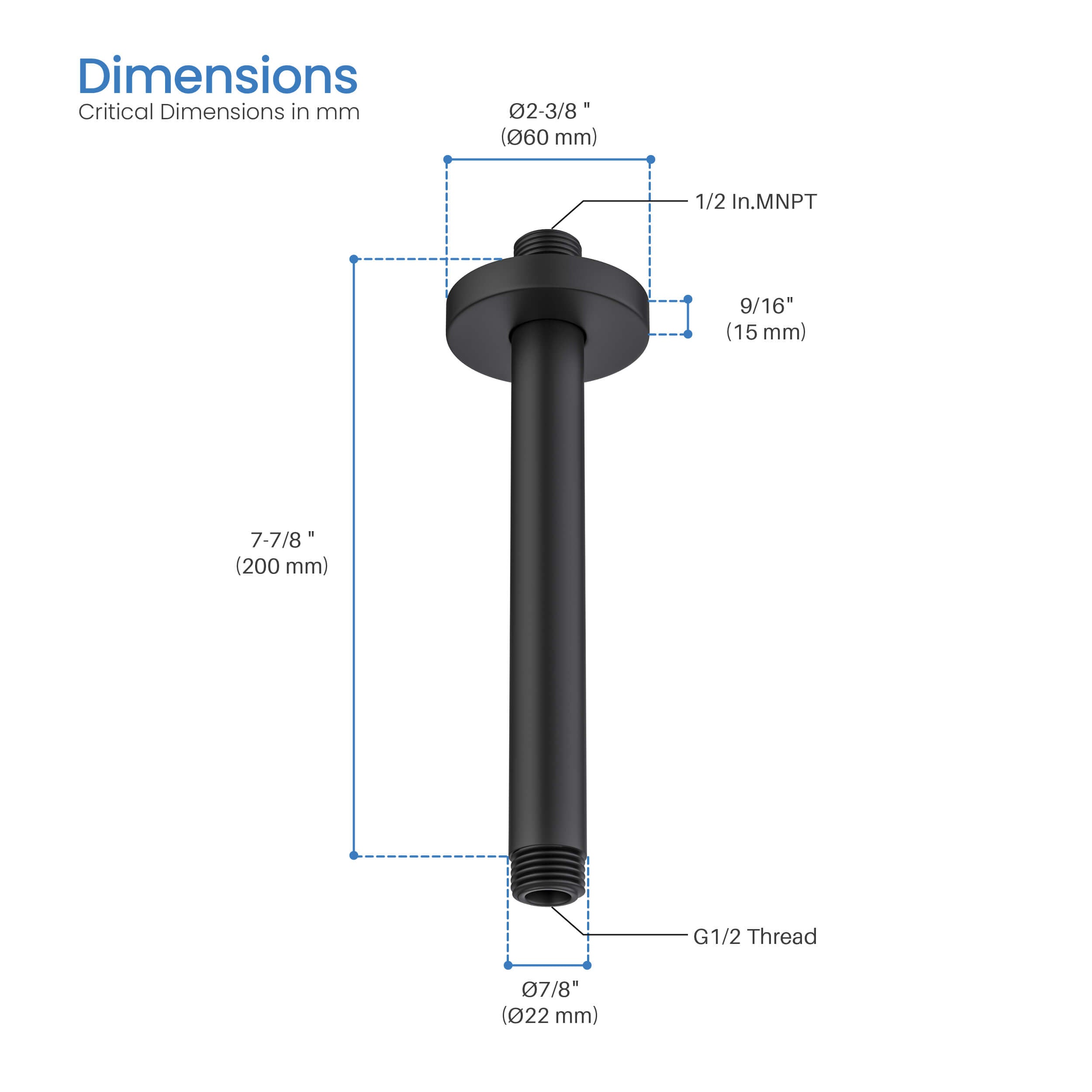 Halo 8" Ceiling Mounted Shower Arm - SA0800 - Shop at Home Craft Studio - 16