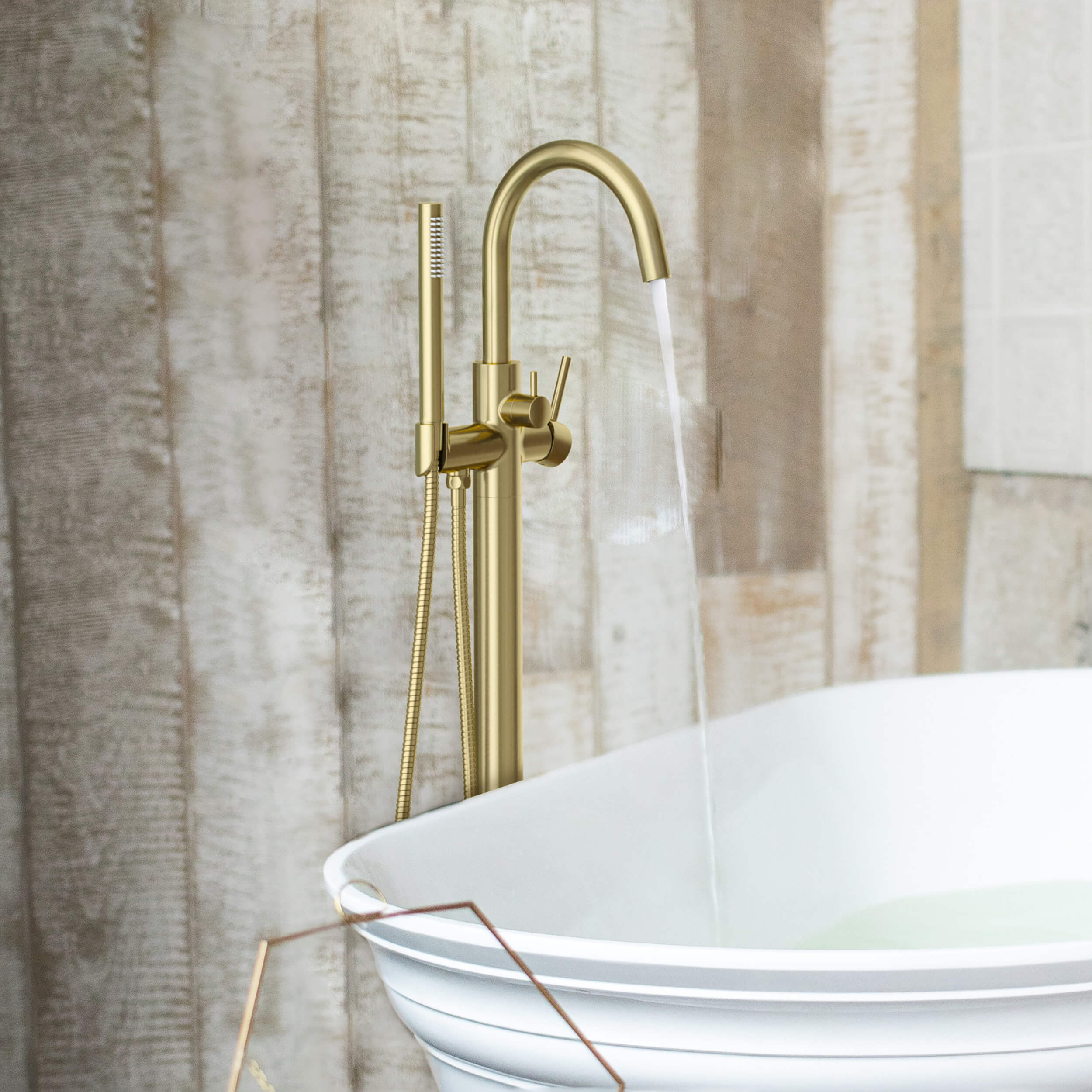 Halo Floor Mount Tub Filler With Hand Shower - CTF-3001 - Shop at Home Craft Studio - 3