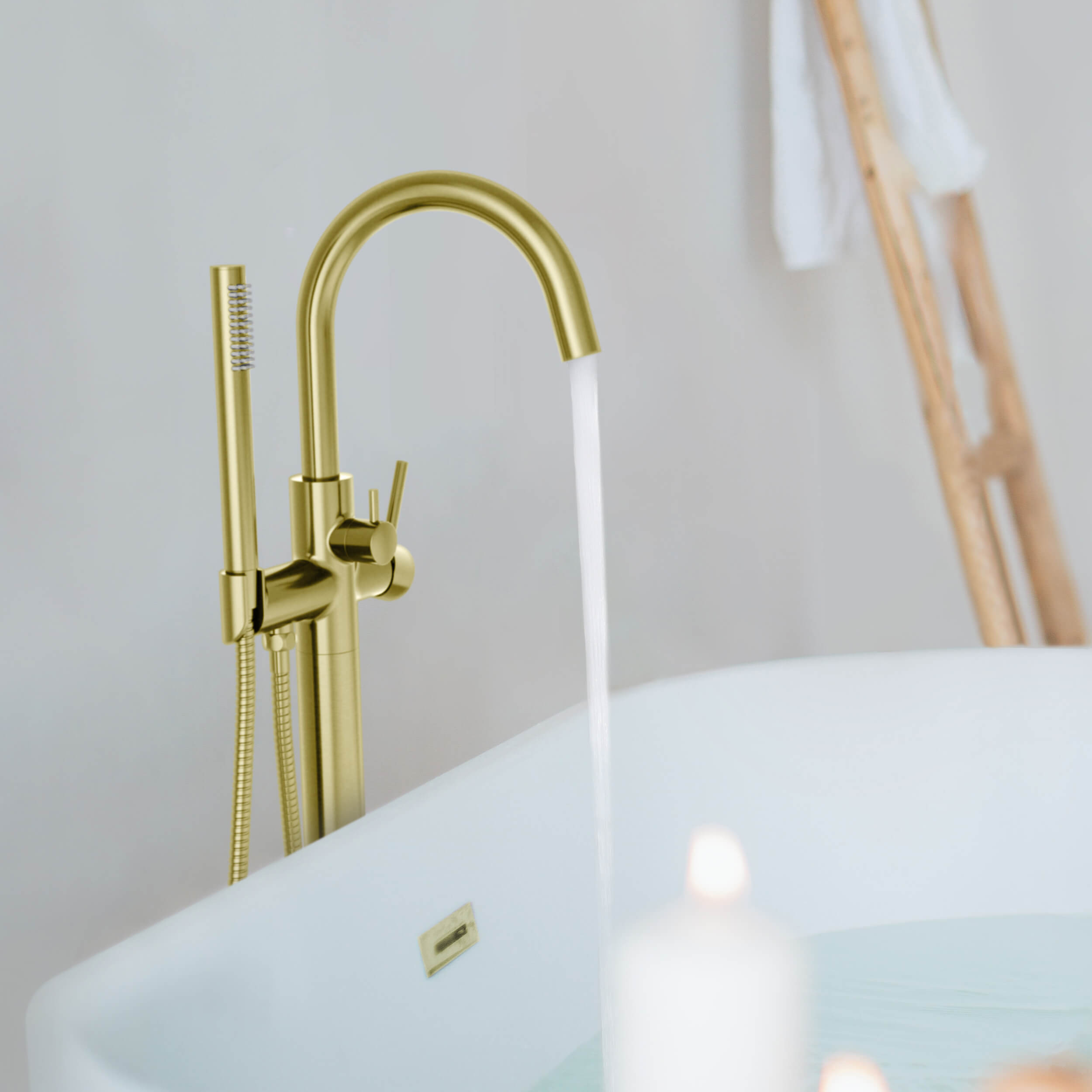 Halo Floor Mount Tub Filler With Hand Shower - CTF-3001 - Shop at Home Craft Studio - 4