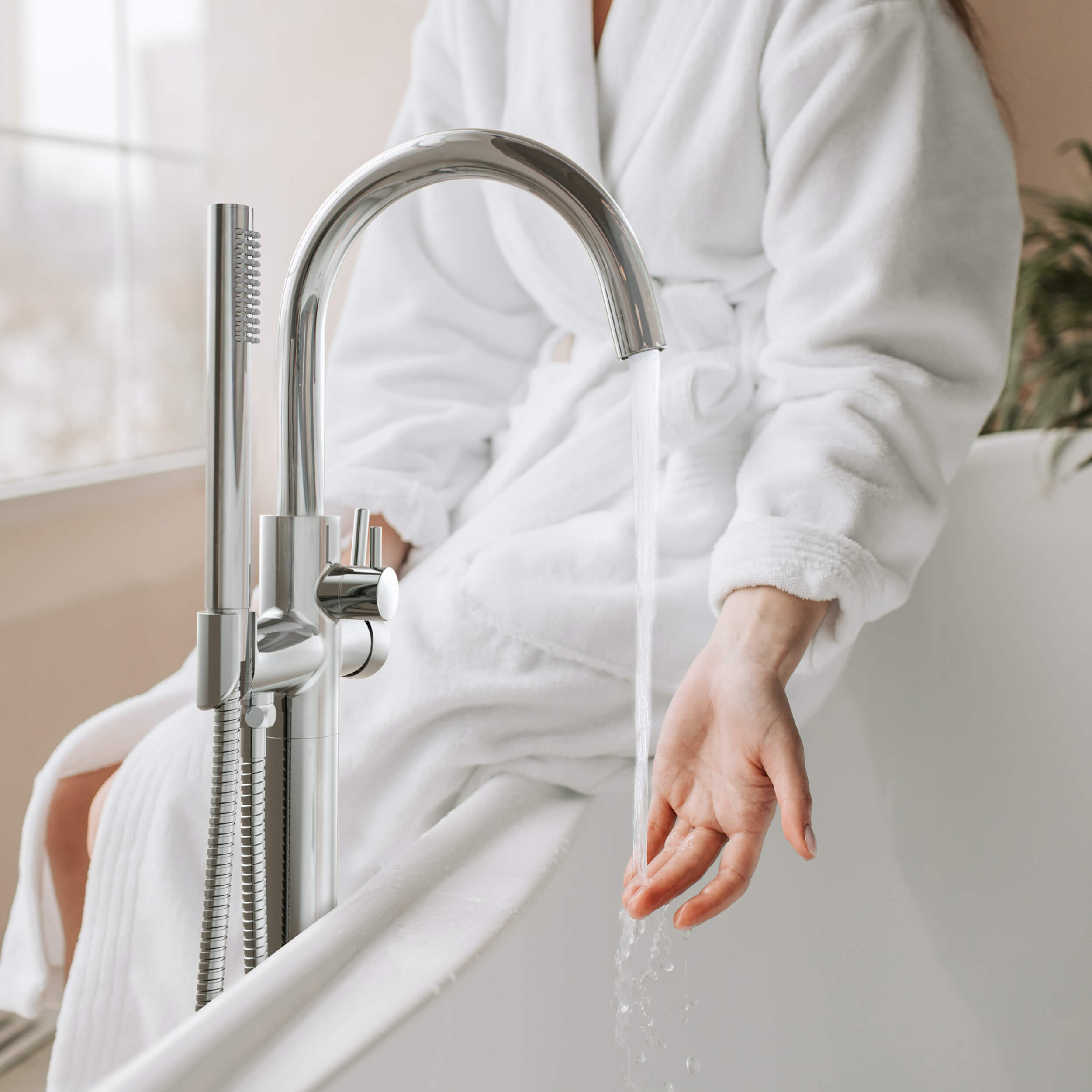 Halo Floor Mount Tub Filler With Hand Shower - CTF-3001 - Shop at Home Craft Studio - 15