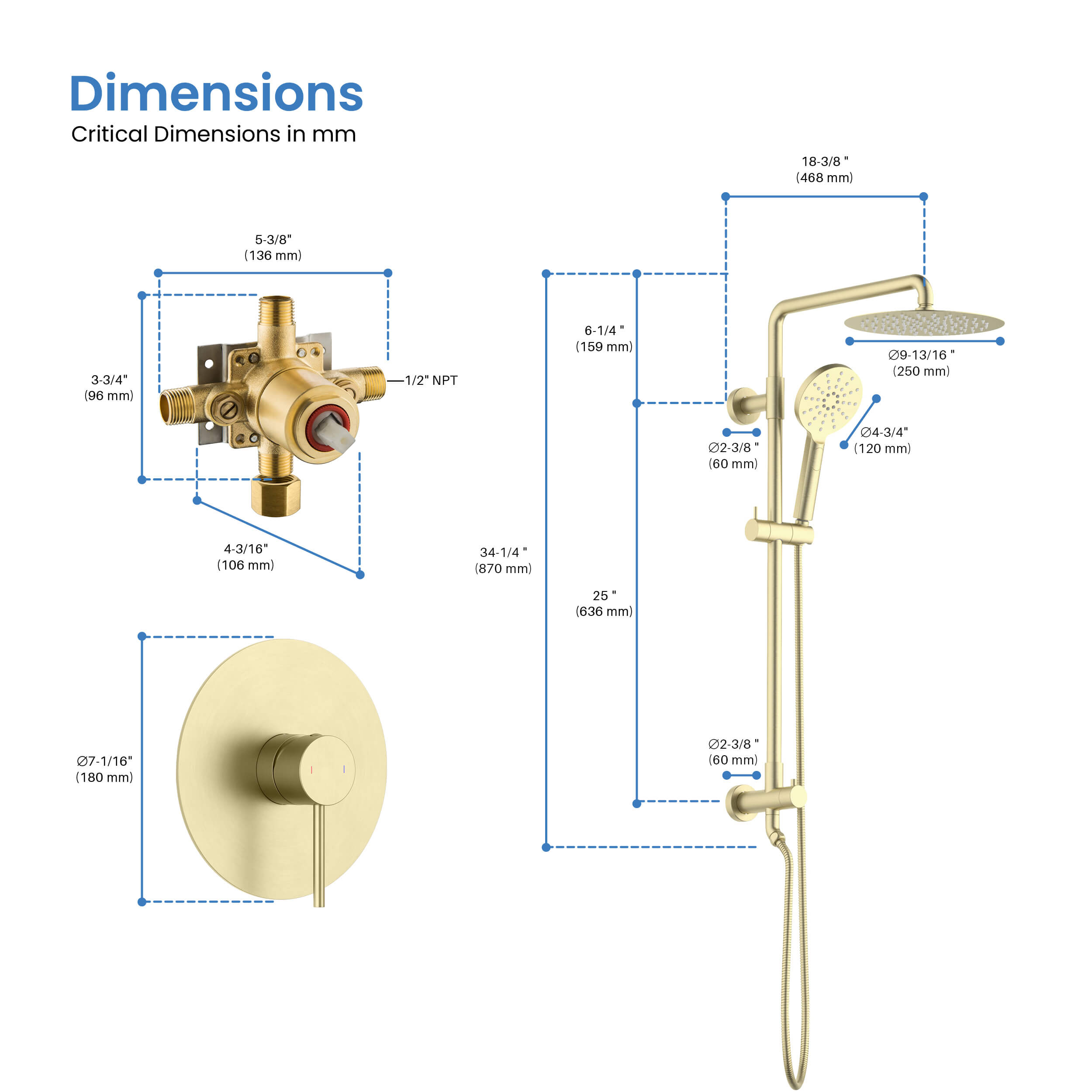 Halo Pressure Balanced 2-Function Wall Mount Shower Column with Rough In Valve - CSC-4103 - Shop at Home Craft Studio - 8