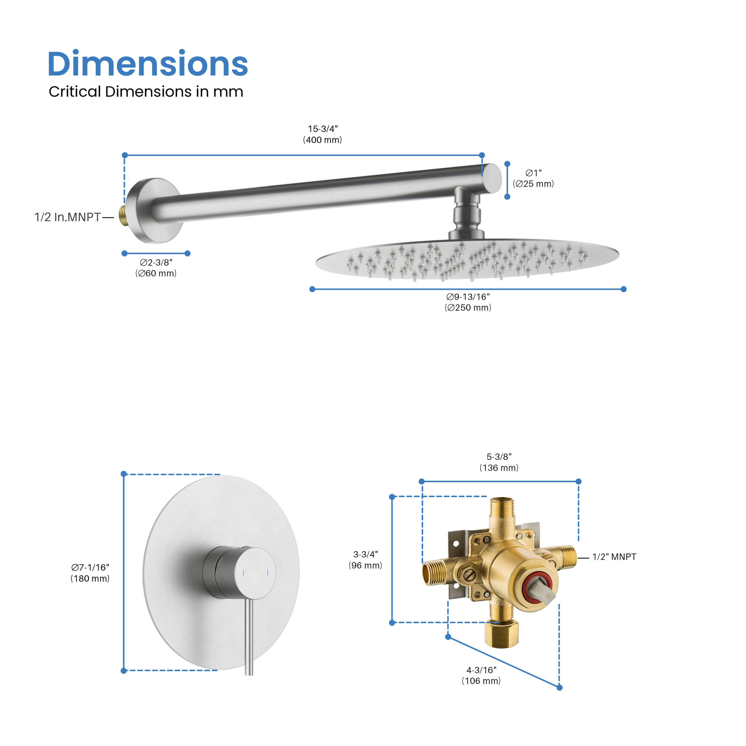 Halo Pressure Balanced Single Function Wall Mount Shower System with Rough-In Valve - CSF-4007 - Shop at Home Craft Studio - 10