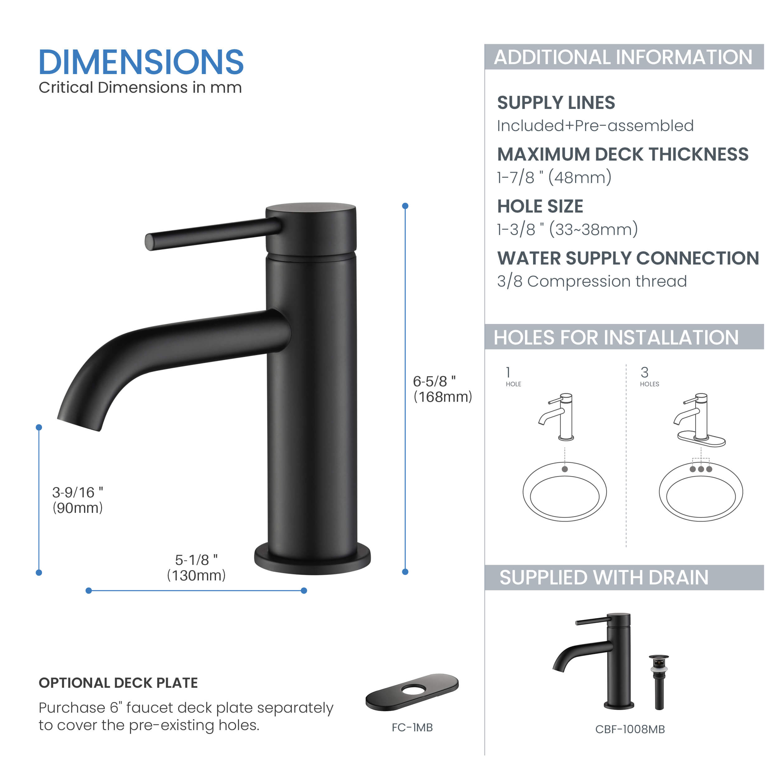 Halo Single Handle Bathroom Vanity Sink Faucet with Pop Up Drain - CBF-1008 - Shop at Home Craft Studio - 21