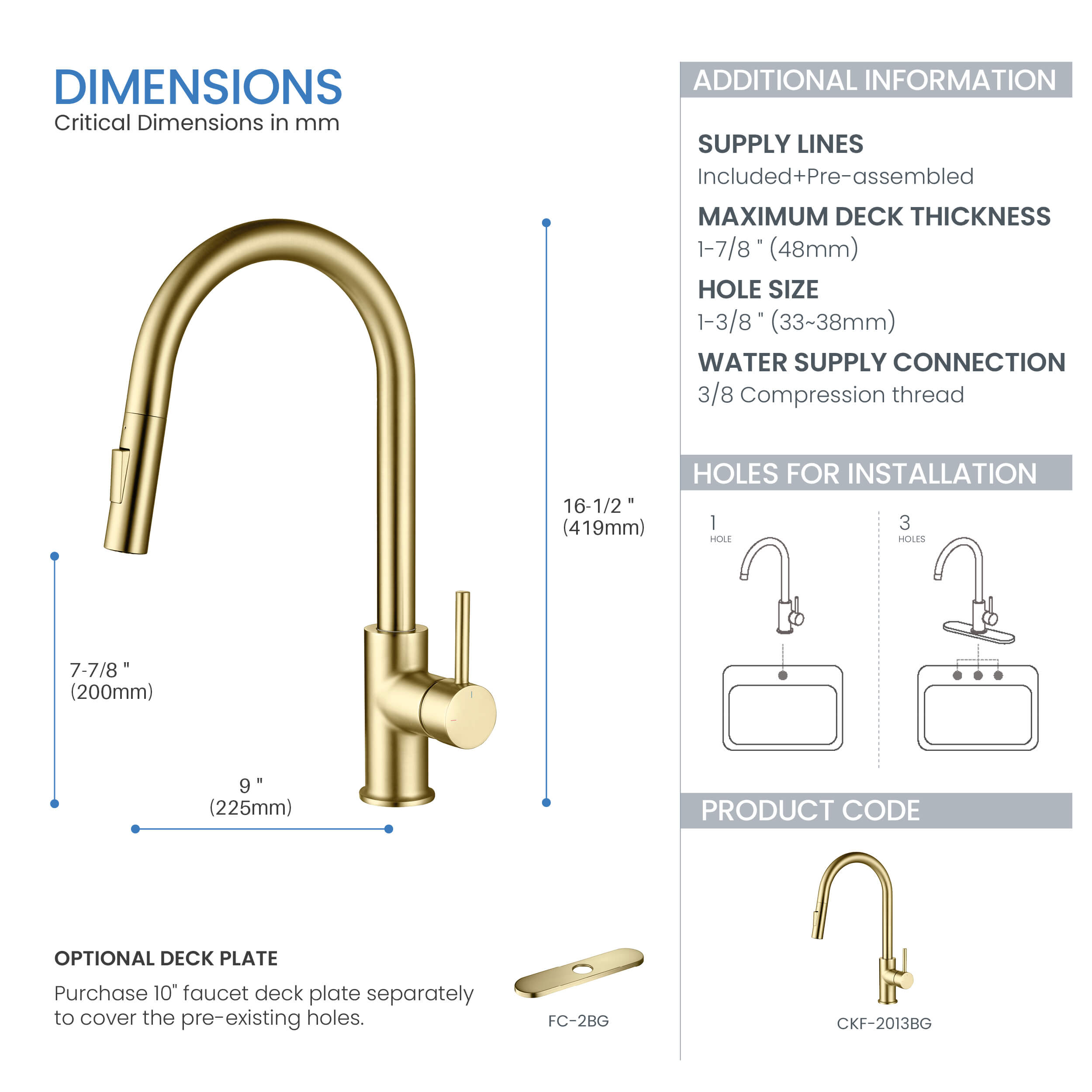 Halo Single Handle Pull Down Kitchen Faucet - CKF-2013 - Shop at Home Craft Studio - 8