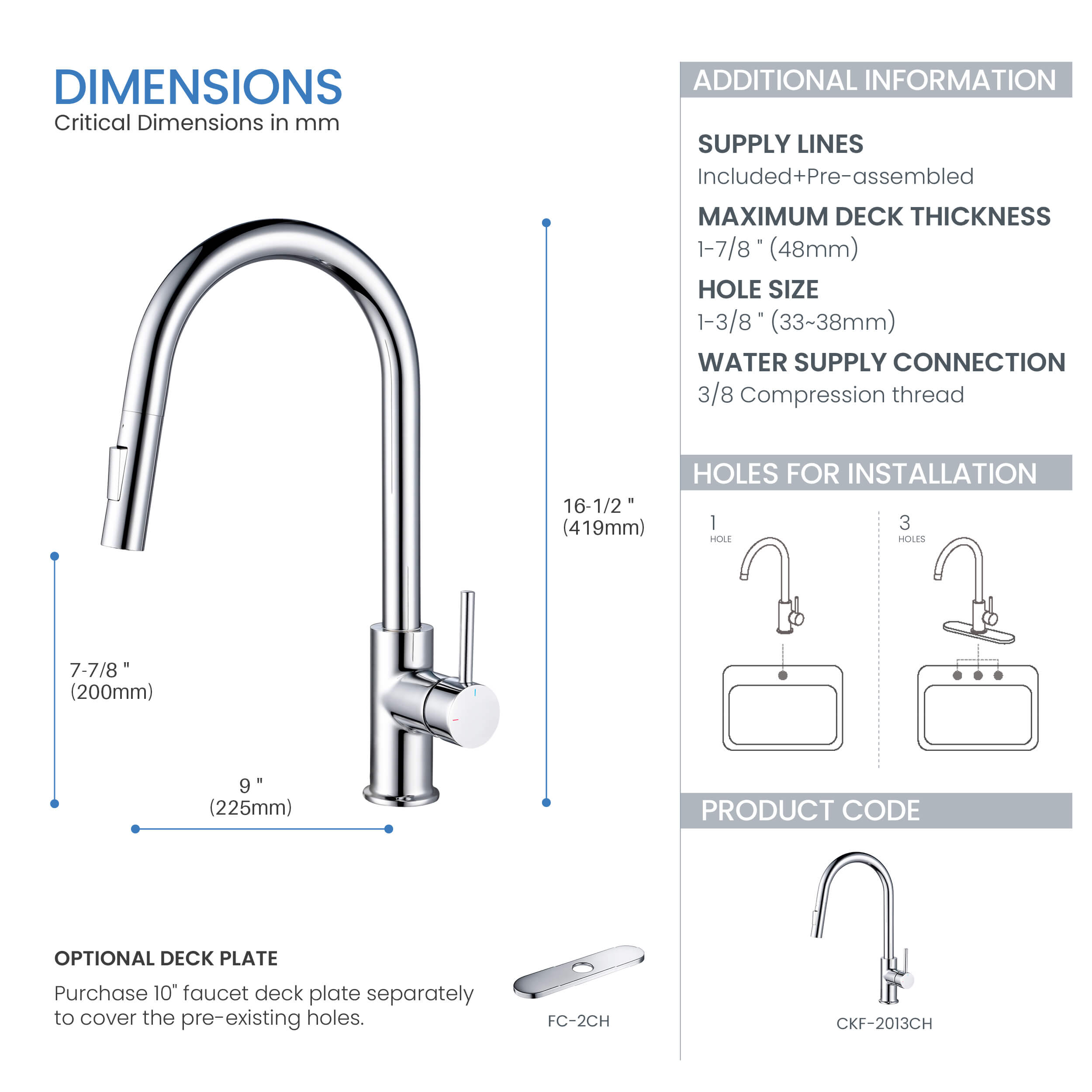 Halo Single Handle Pull Down Kitchen Faucet - CKF-2013 - Shop at Home Craft Studio - 28
