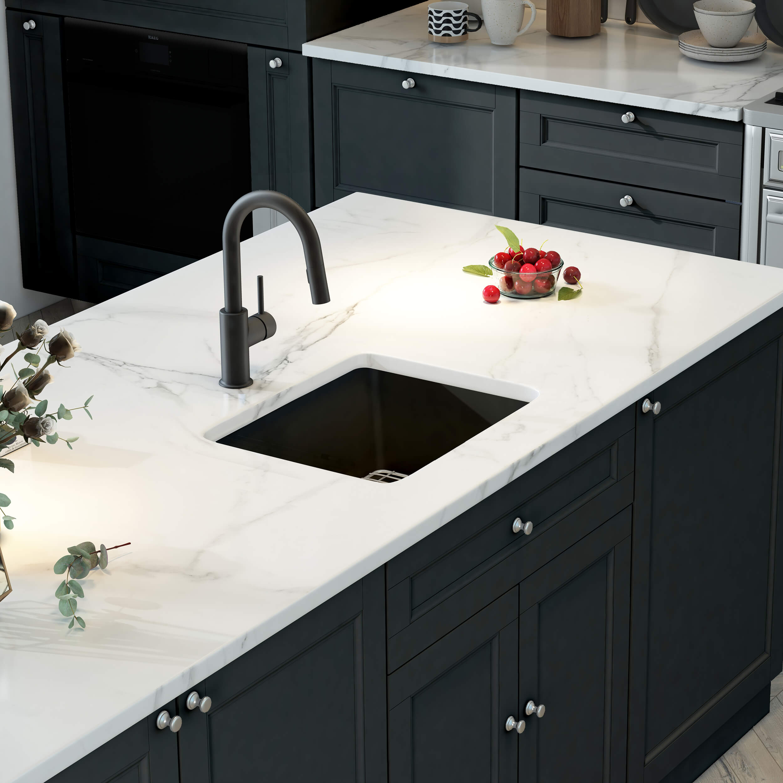 Nova 18" Matte Black Fireclay Single Bowl Kitchen Undermount Sink - C2-18SQMB - Shop at Home Craft Studio - 2