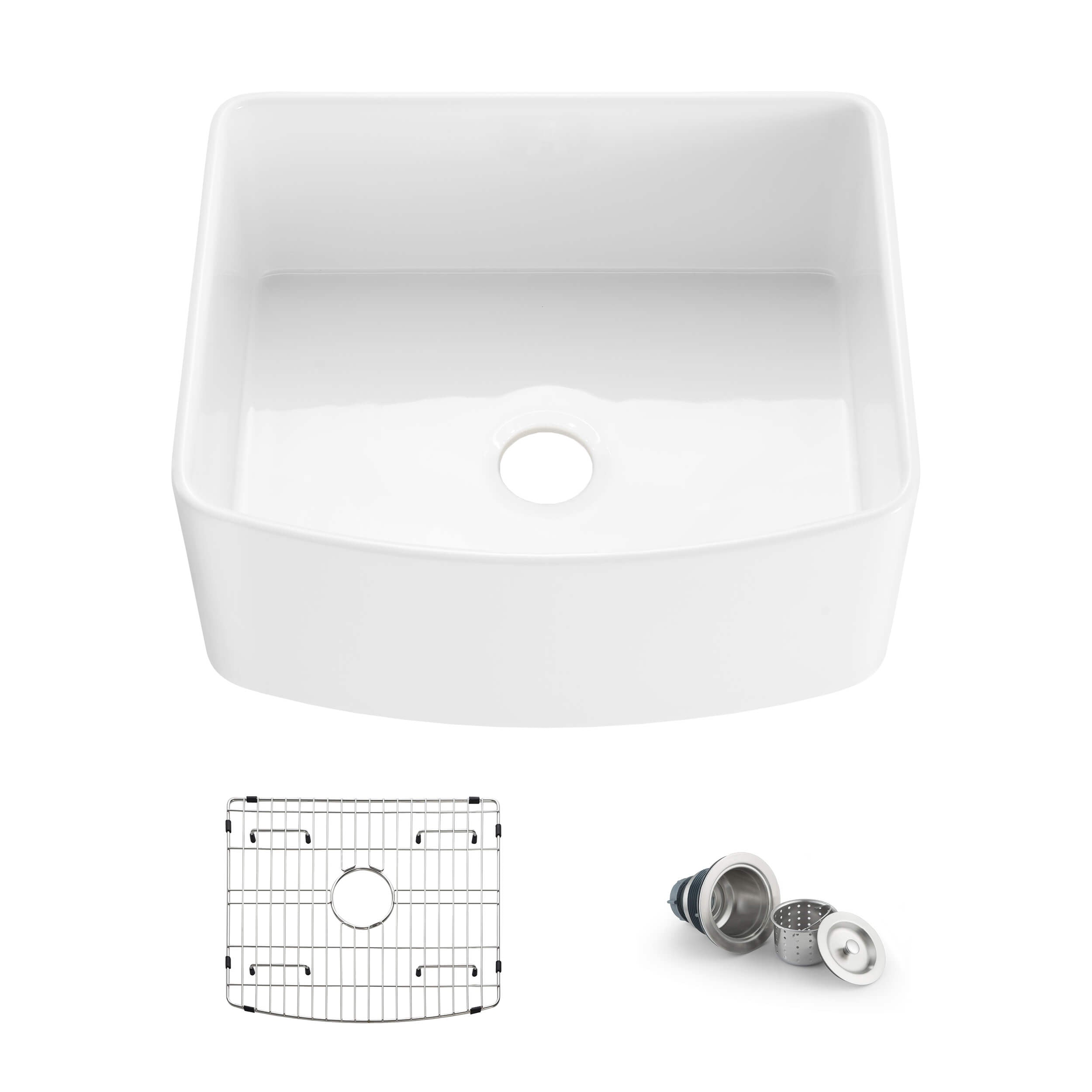 Nova 24" Curved Apron Front Fireclay Farmhouse Kitchen Sink - C2-24SFC - Shop at Home Craft Studio - 1