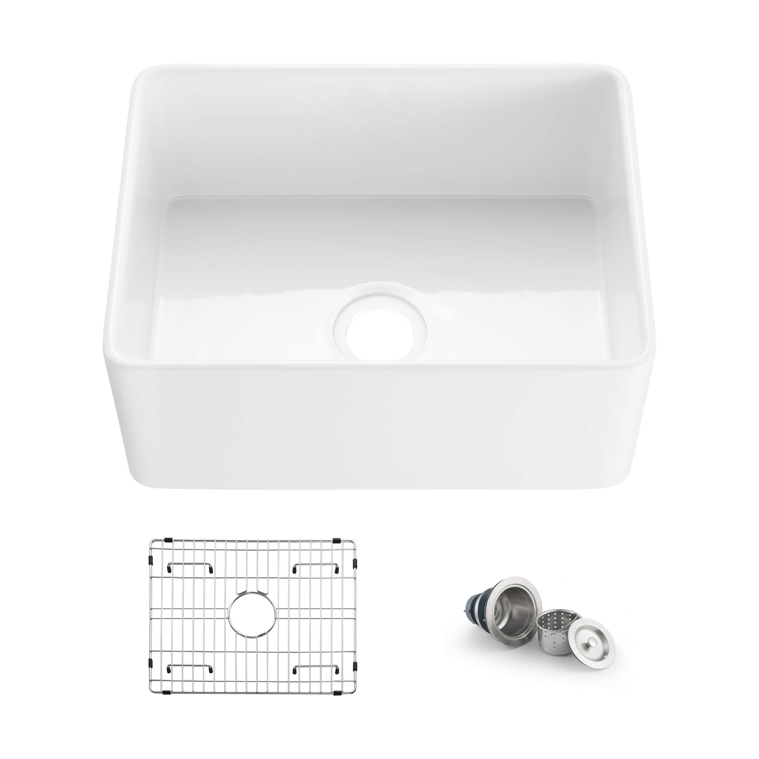 Nova 24" Fireclay Single Bowl Kitchen Farmhouse Sink - C2-24SF - Shop at Home Craft Studio - 1