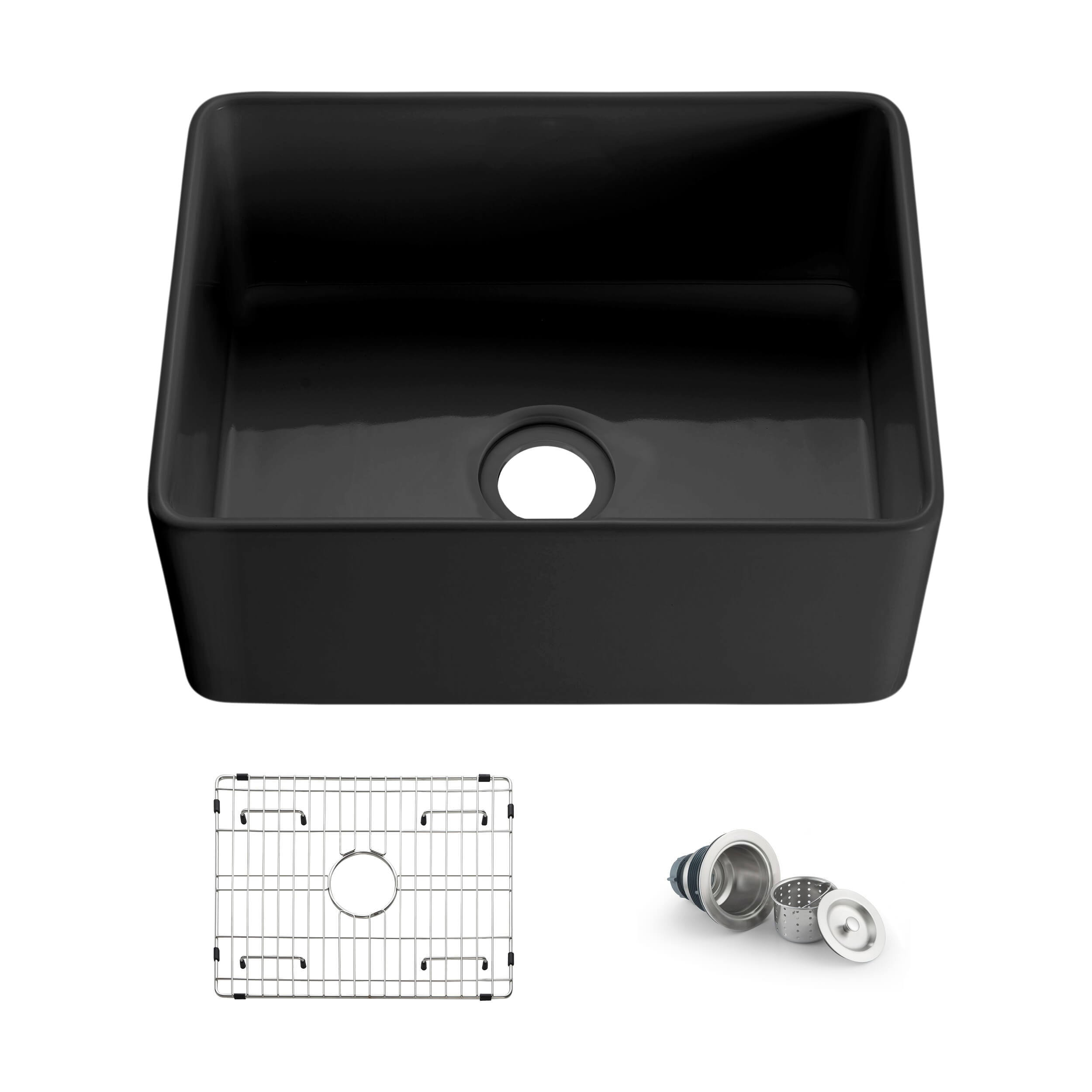 Nova 24" Matte Black Fireclay Single Bowl Kitchen Farmhouse Sink - C2-24SFMB - Shop at Home Craft Studio - 1