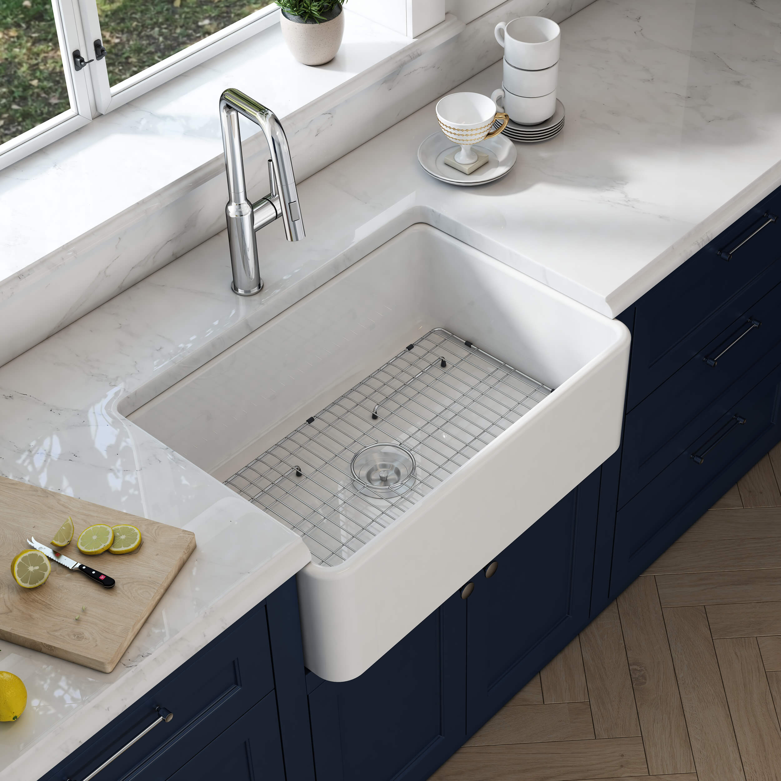Nova 30" Fireclay Single Bowl Kitchen Farmhouse Sink - C2-30SF - Shop at Home Craft Studio - 4