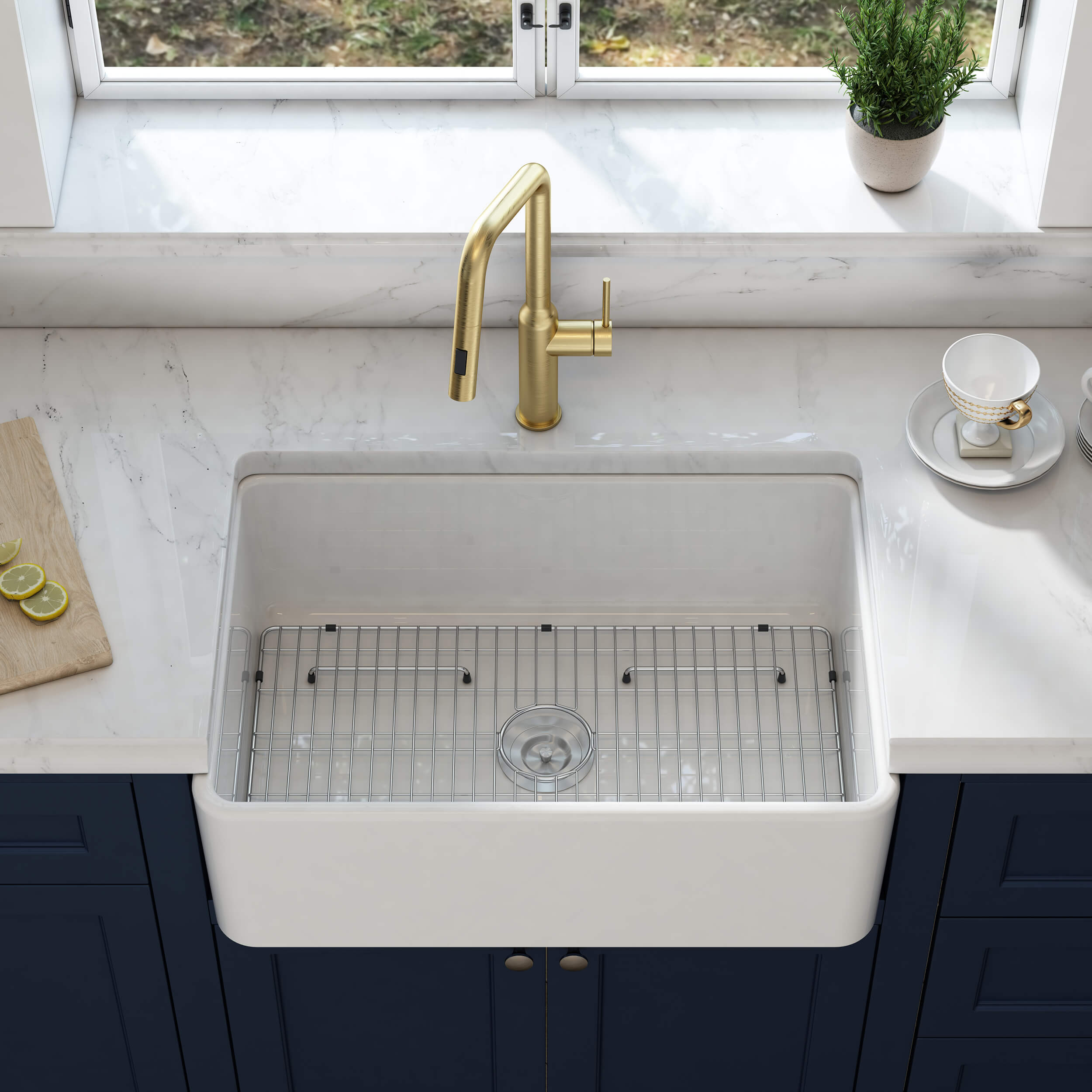 Nova 30" Fireclay Single Bowl Kitchen Farmhouse Sink - C2-30SF - Shop at Home Craft Studio - 5