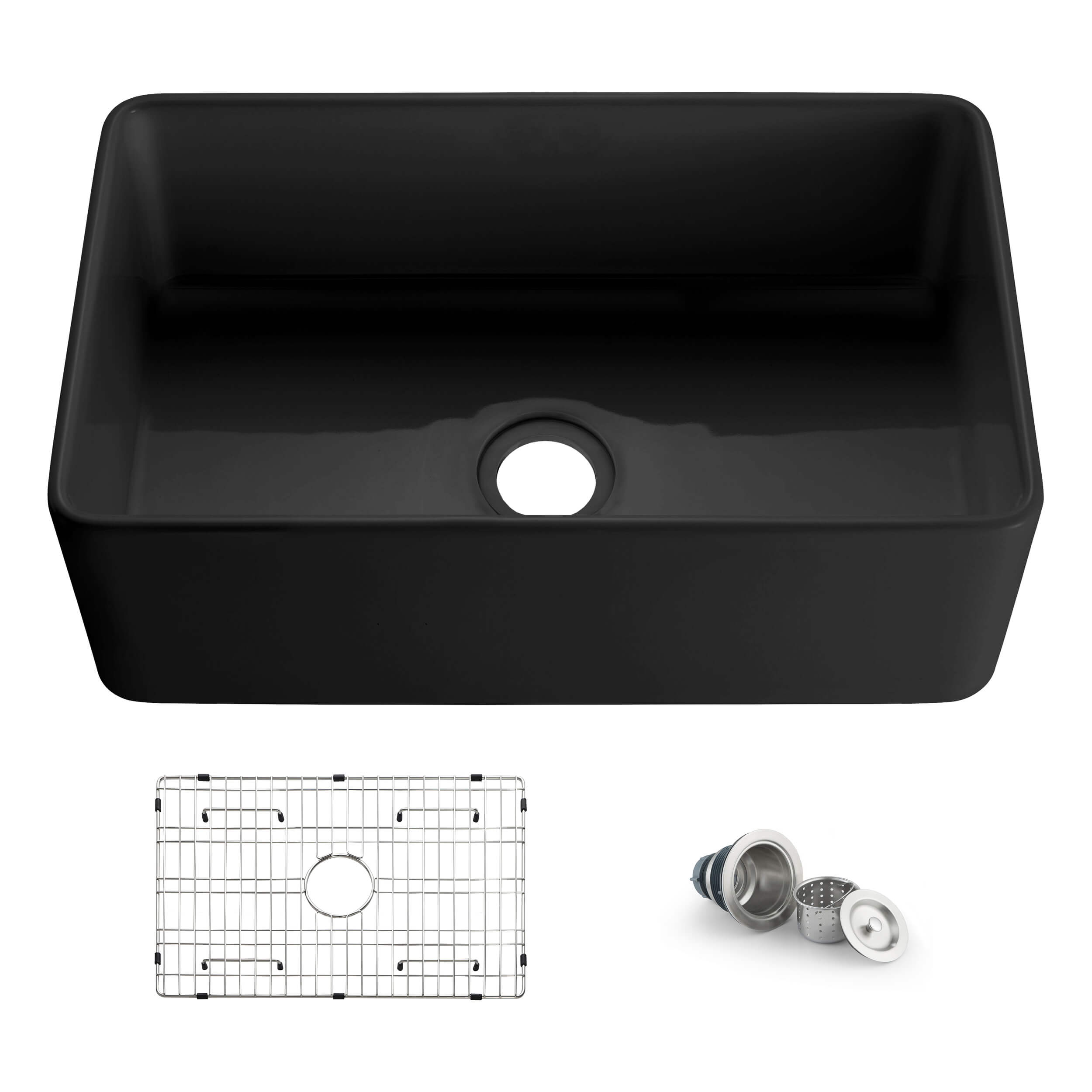 Nova 30" Matte Black Fireclay Single Bowl Kitchen Farmhouse Sink - C2-30SFMB - Shop at Home Craft Studio - 1