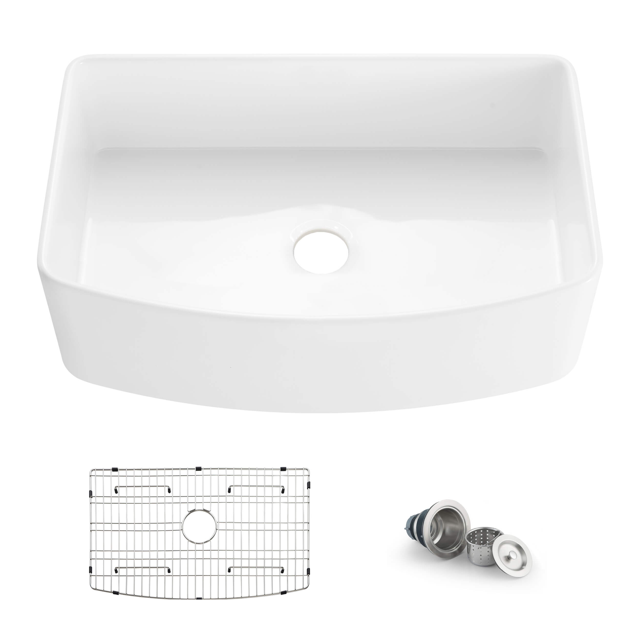 Nova 33" Curved Apron Front Fireclay Farmhouse Kitchen Sink - C2-33SFC - Shop at Home Craft Studio - 1