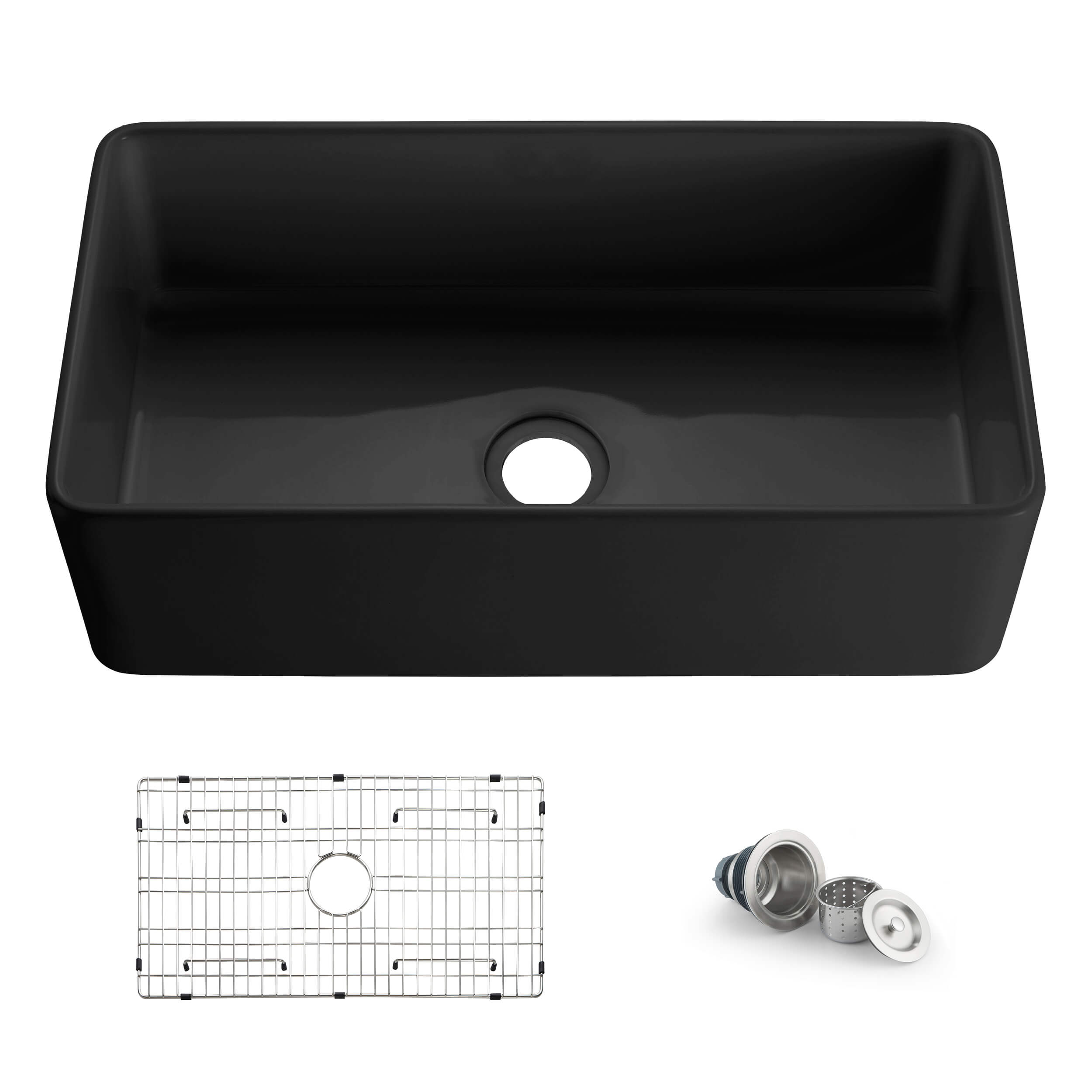 Nova 33" Matte Black Fireclay Single Bowl Kitchen Farmhouse Sink - C2-33SFMB - Shop at Home Craft Studio - 1