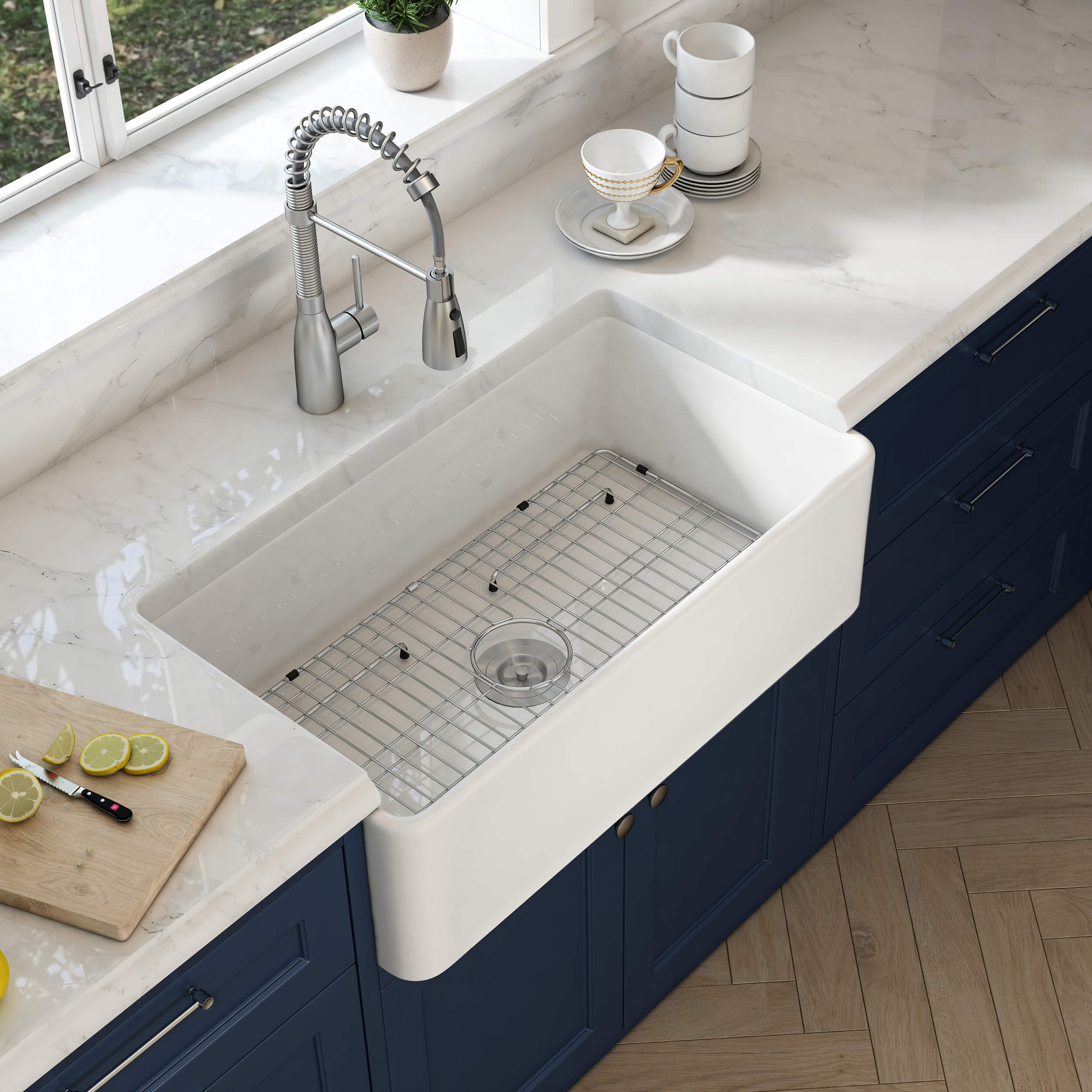 Nova 36" Fireclay Single Bowl Kitchen Farmhouse Sink - C2-36SF - Shop at Home Craft Studio - 4