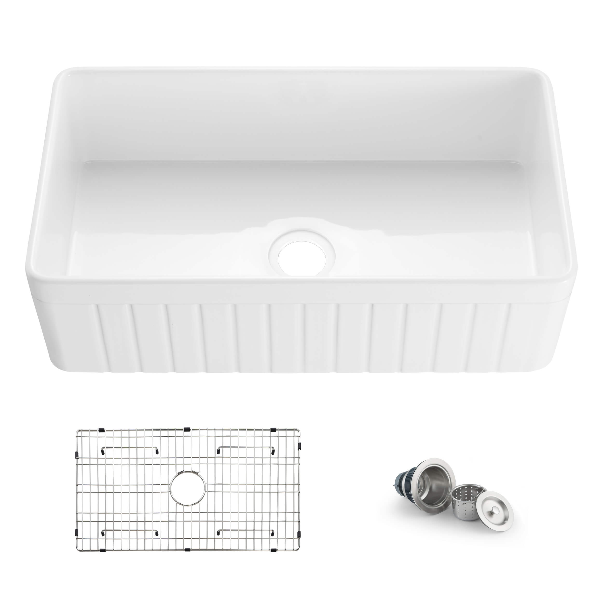 Nova - PL 33" Reversible Fireclay Single Bowl Kitchen Farmhouse Sink - C2-33SFPI - Shop at Home Craft Studio - 1