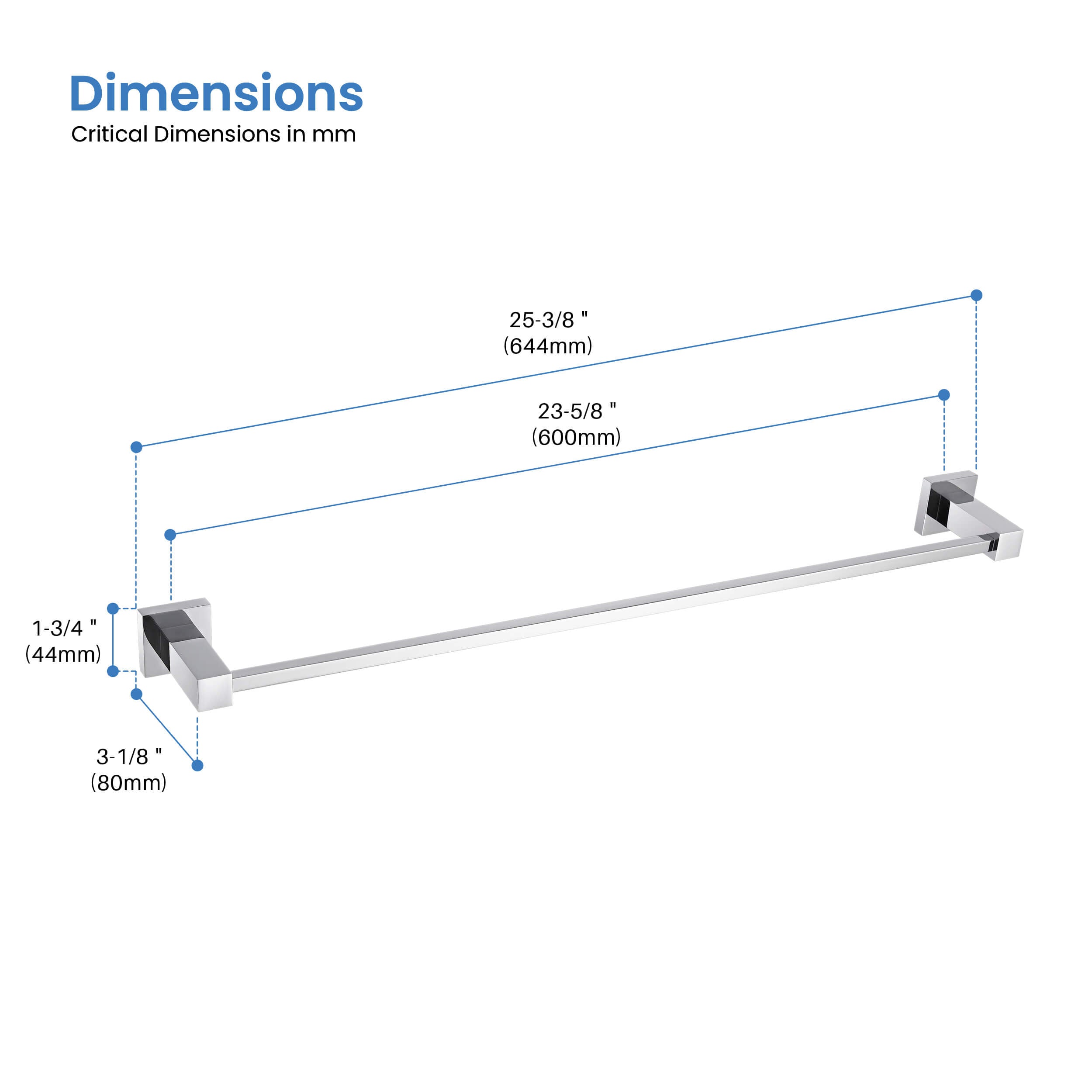 Quadra 24 inch Bathroom Towel Bar - CBA-1504 - Shop at Home Craft Studio - 20