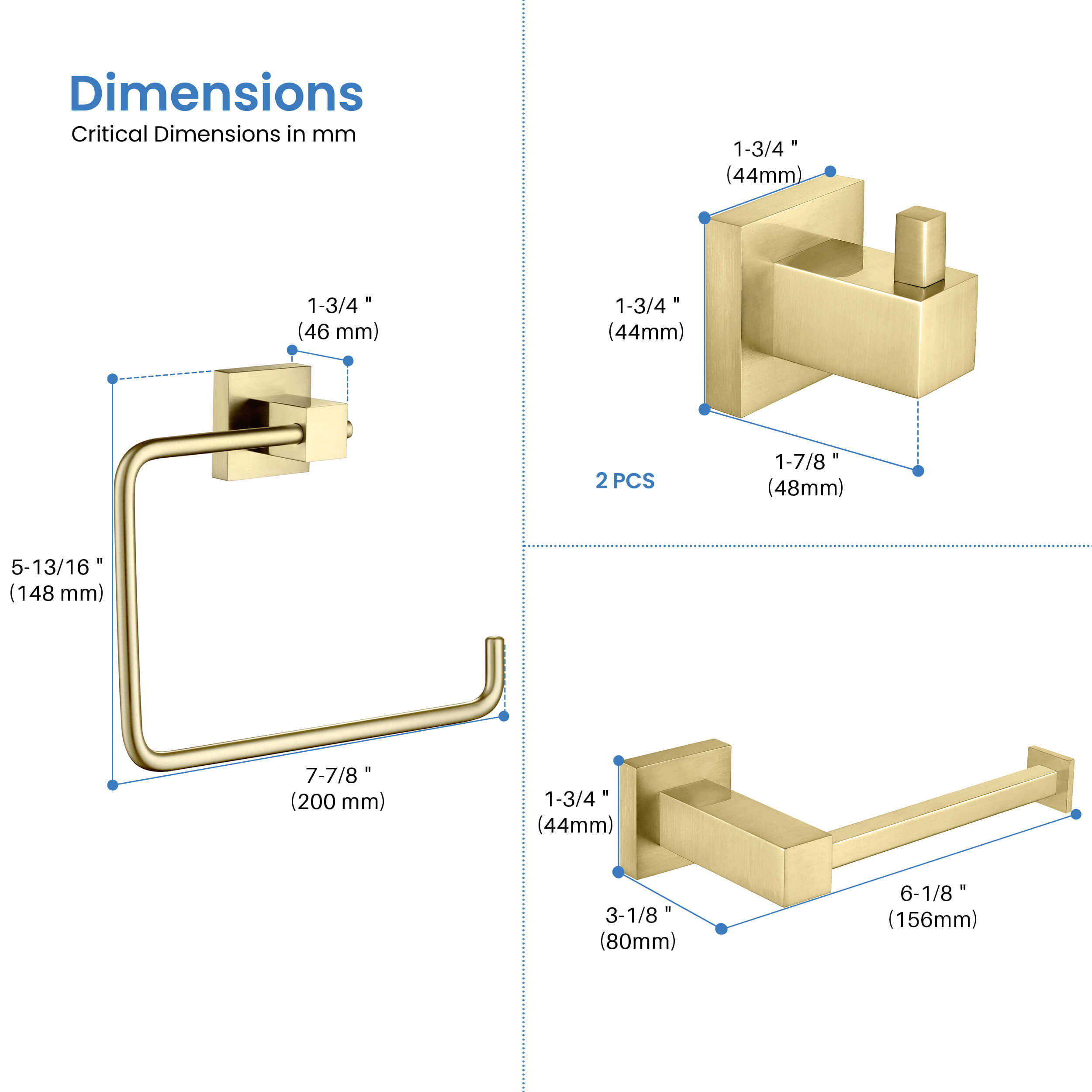 Quadra 4-Piece Bathroom Hardware Set - C-CBA15-4-1 - Shop at Home Craft Studio - 9