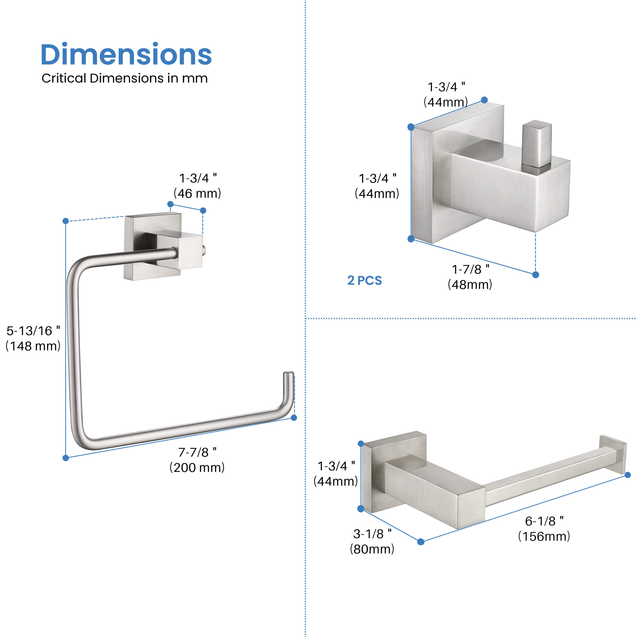 Quadra 4-Piece Bathroom Hardware Set - C-CBA15-4-1 - Shop at Home Craft Studio - 19
