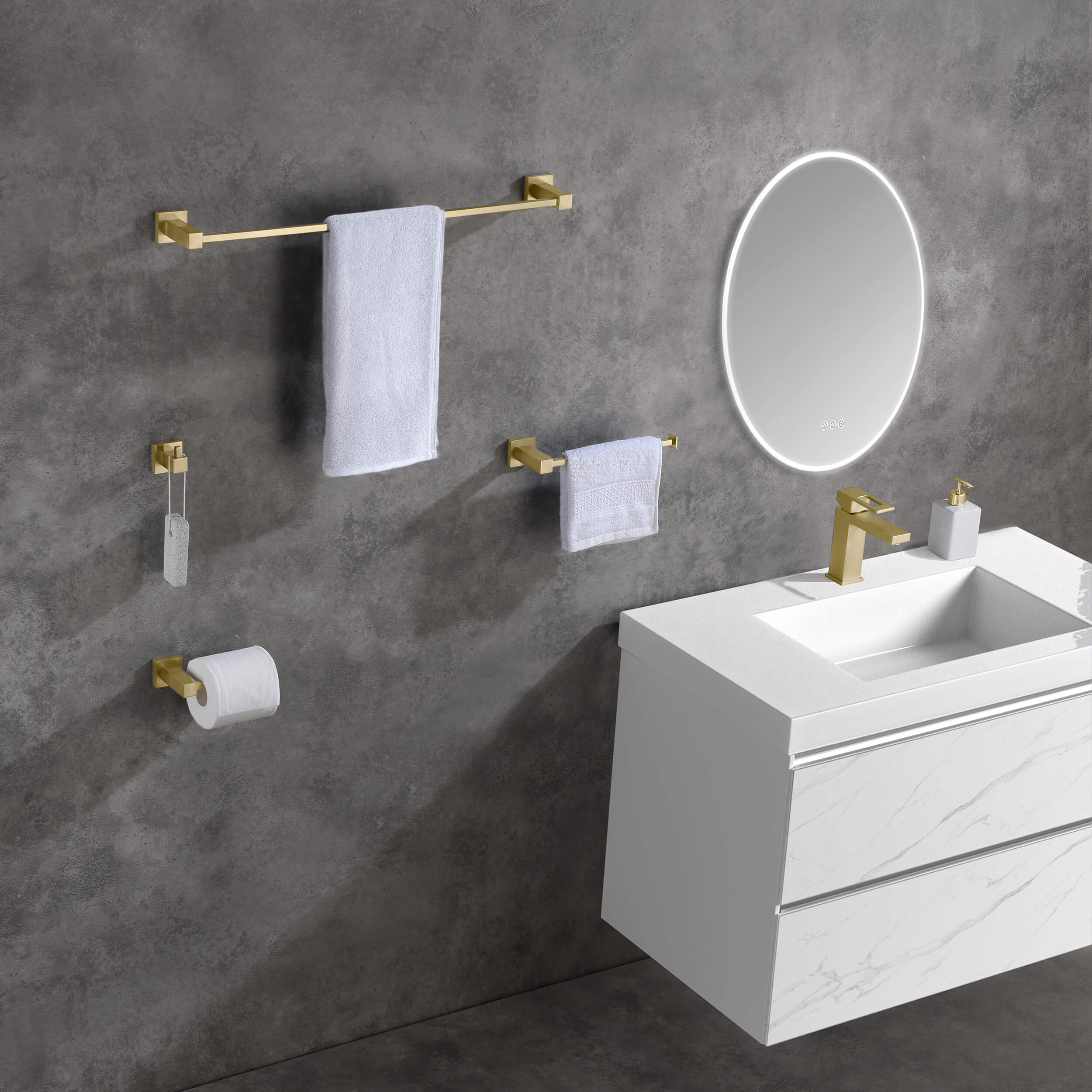 Quadra 5-Piece Bathroom Hardware Set - C-CBA15-5 - Shop at Home Craft Studio - 3