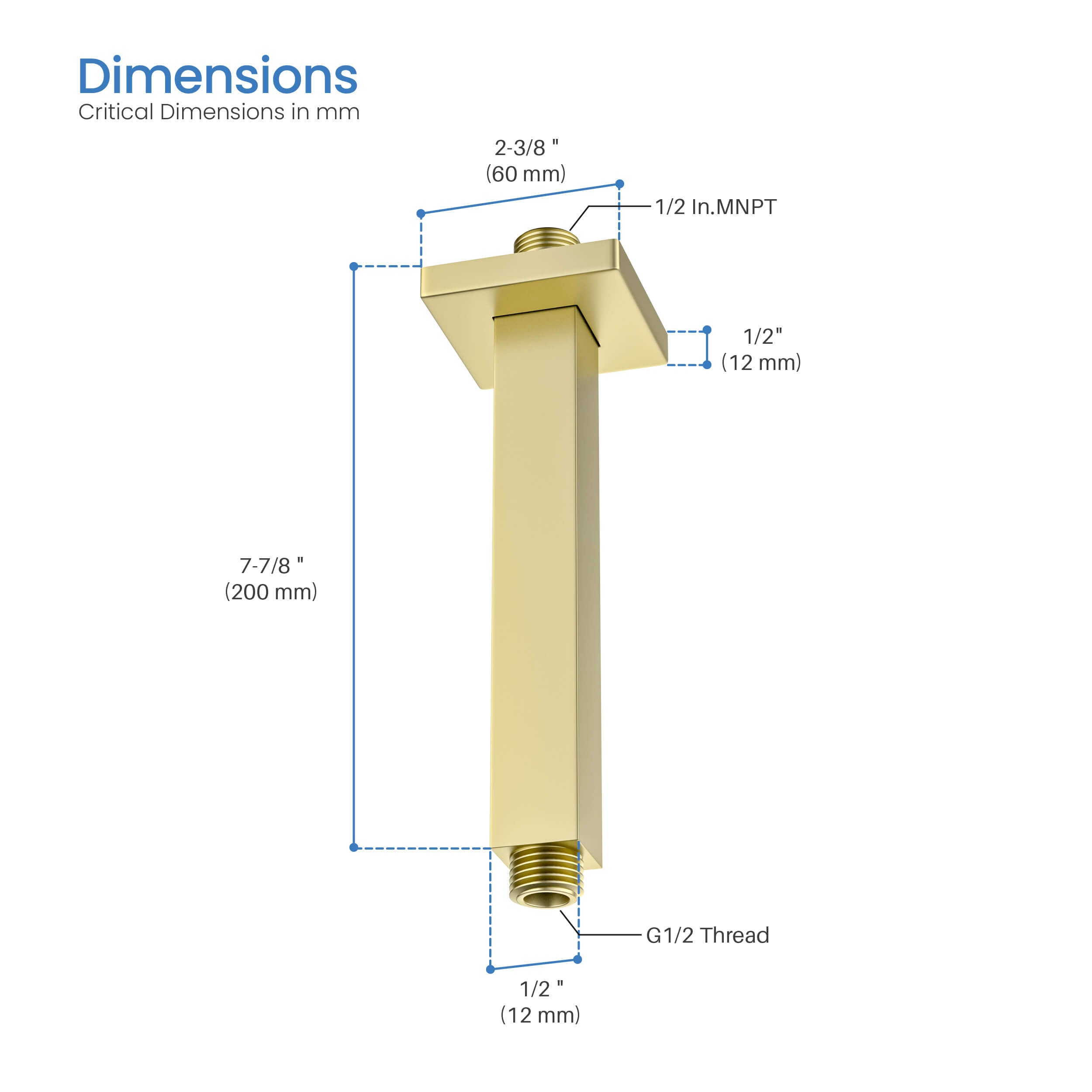 Quadra 8" Ceiling Mounted Shower Arm - SA0801 - Shop at Home Craft Studio - 4