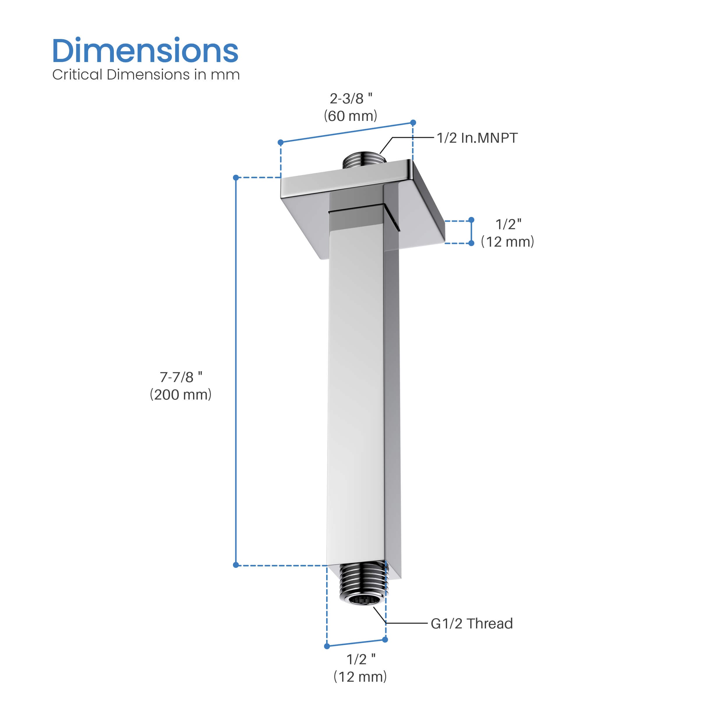 Quadra 8" Ceiling Mounted Shower Arm - SA0801 - Shop at Home Craft Studio - 12