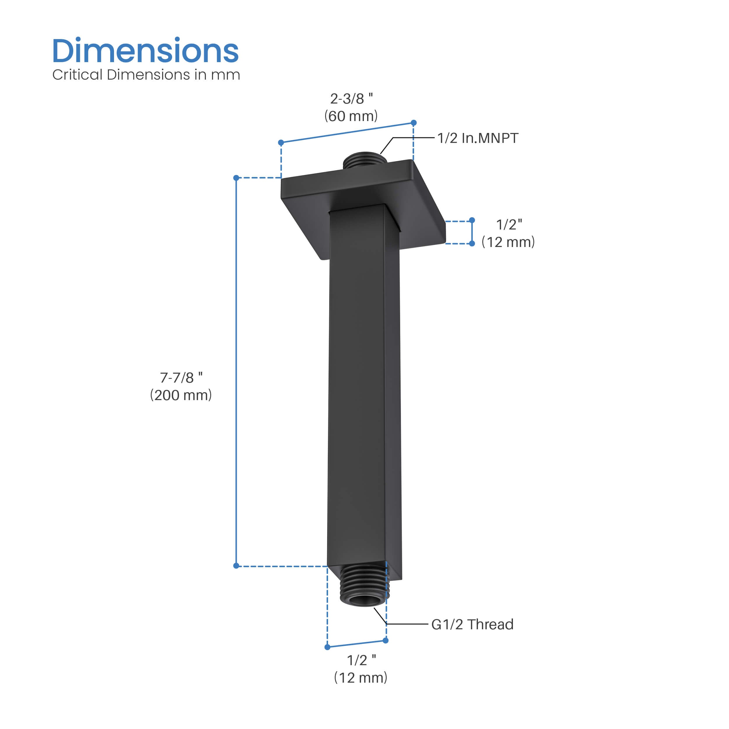Quadra 8" Ceiling Mounted Shower Arm - SA0801 - Shop at Home Craft Studio - 16