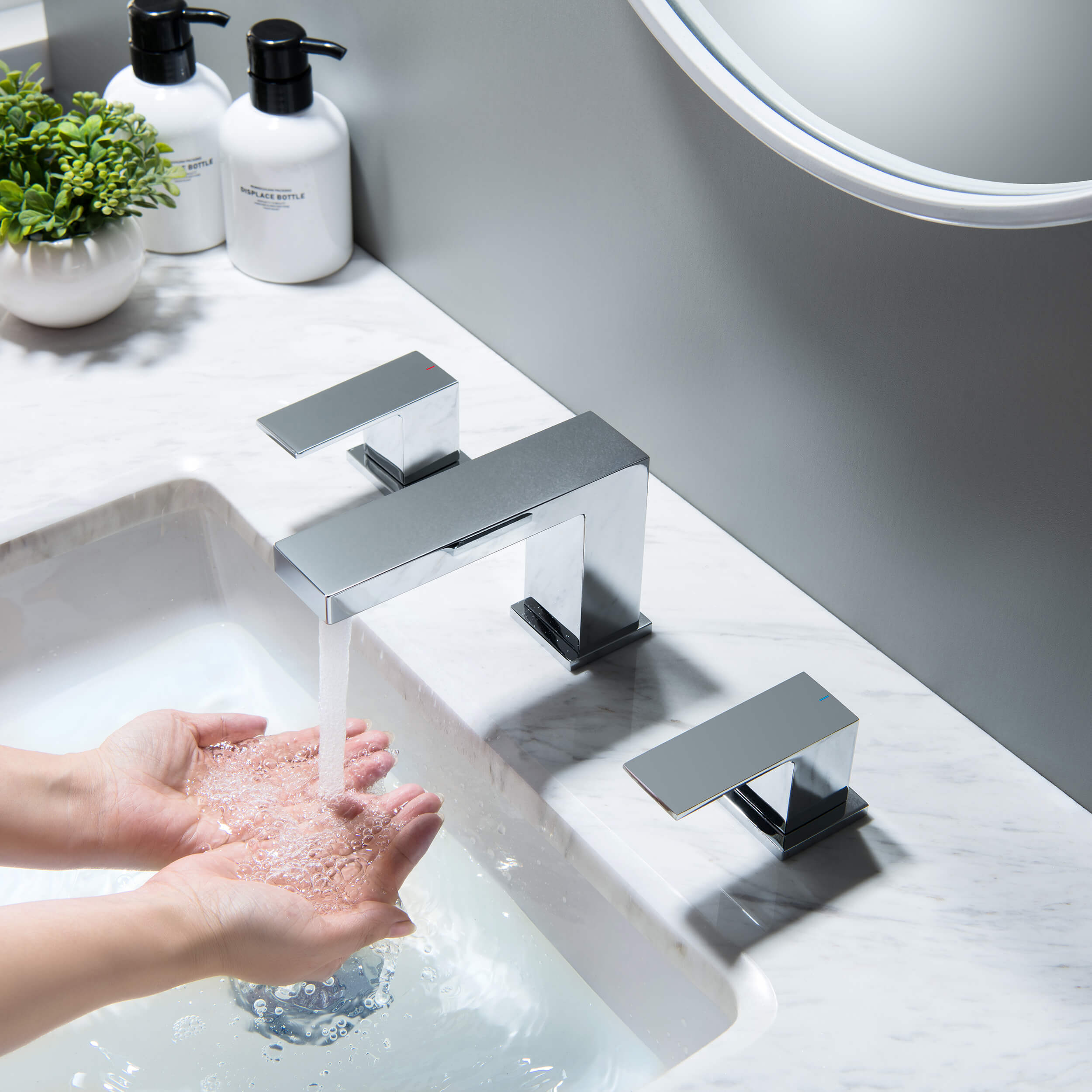Quadra 8" Widespread Bathroom Sink Faucet with Drain Assembly - CBF-1024 - Shop at Home Craft Studio - 15