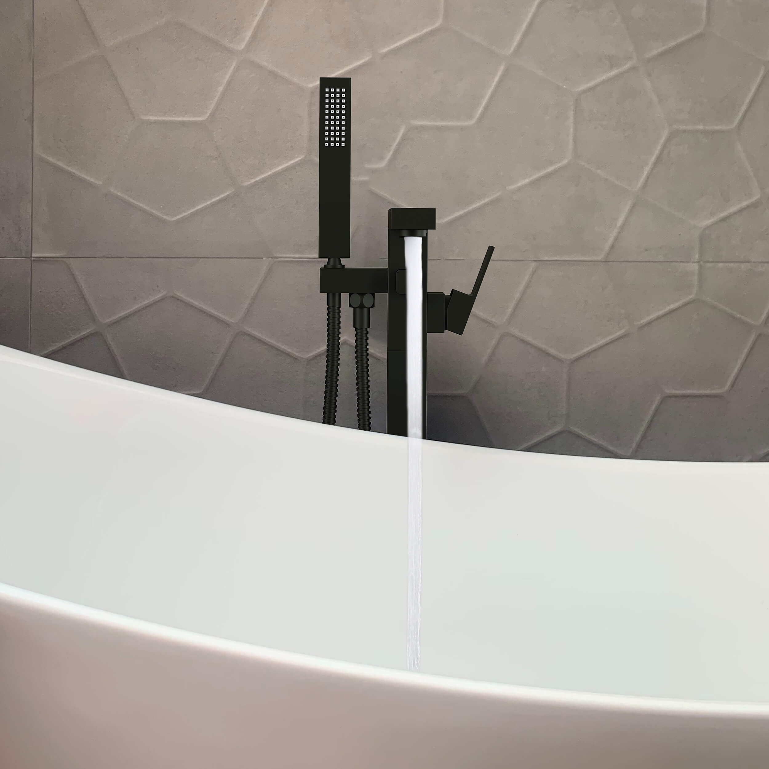 Quadra Floor Mount Tub Filler With Hand Shower - CTF-3002 - Shop at Home Craft Studio - 16