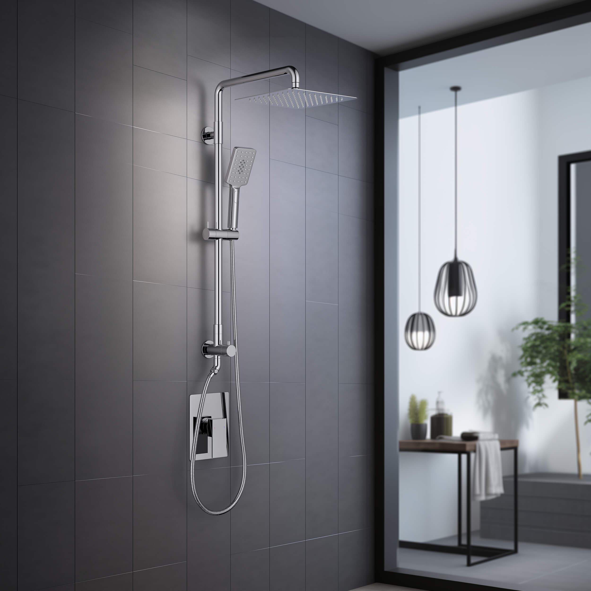 Quadra Pressure Balanced 2-Function Wall Mount Shower Column with Rough In Valve - CSC-4104 - Shop at Home Craft Studio - 19