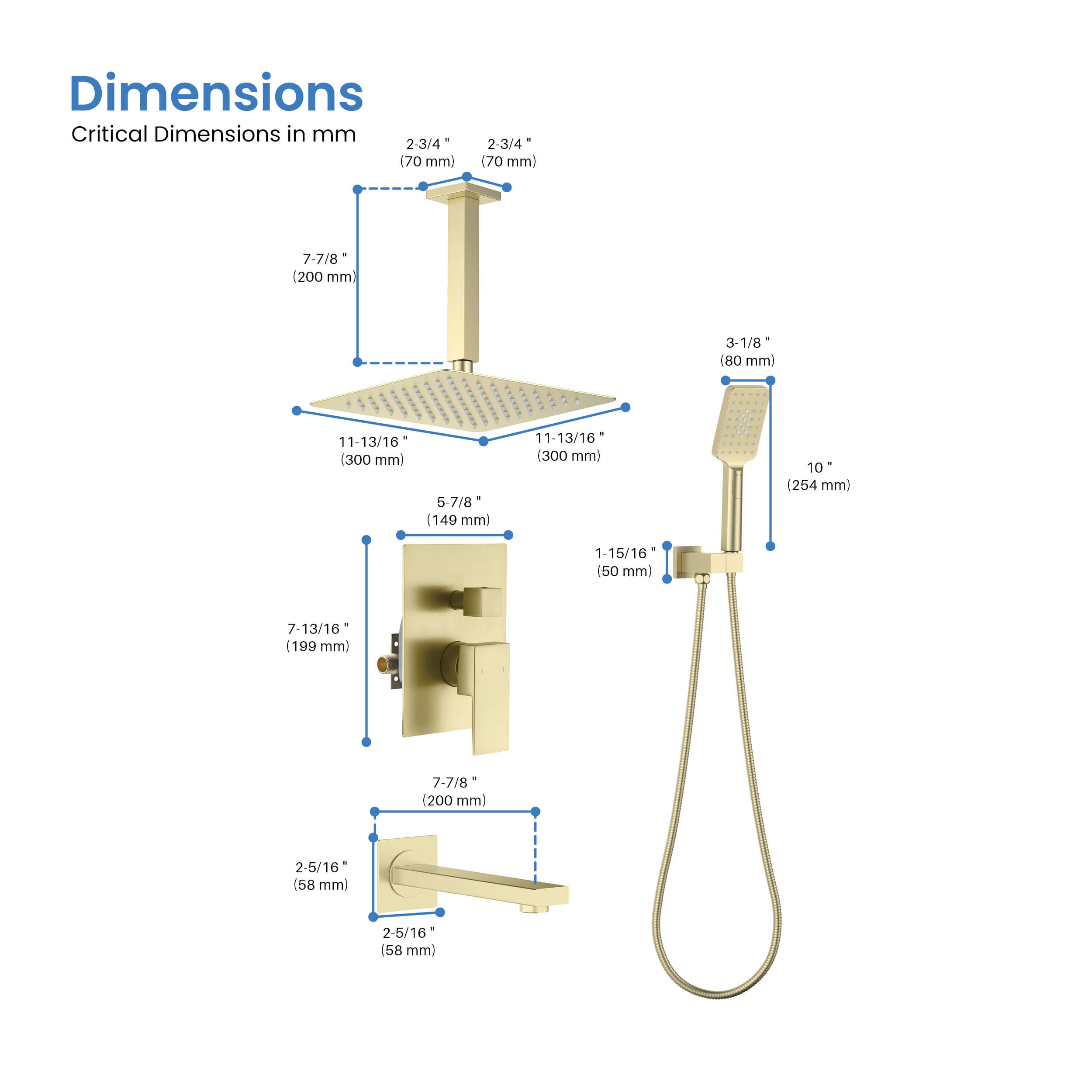 Quadra Pressure Balanced 3-Function Ceiling Mount Shower System with Rough-In Valve - CSF-4013 - Shop at Home Craft Studio - 9
