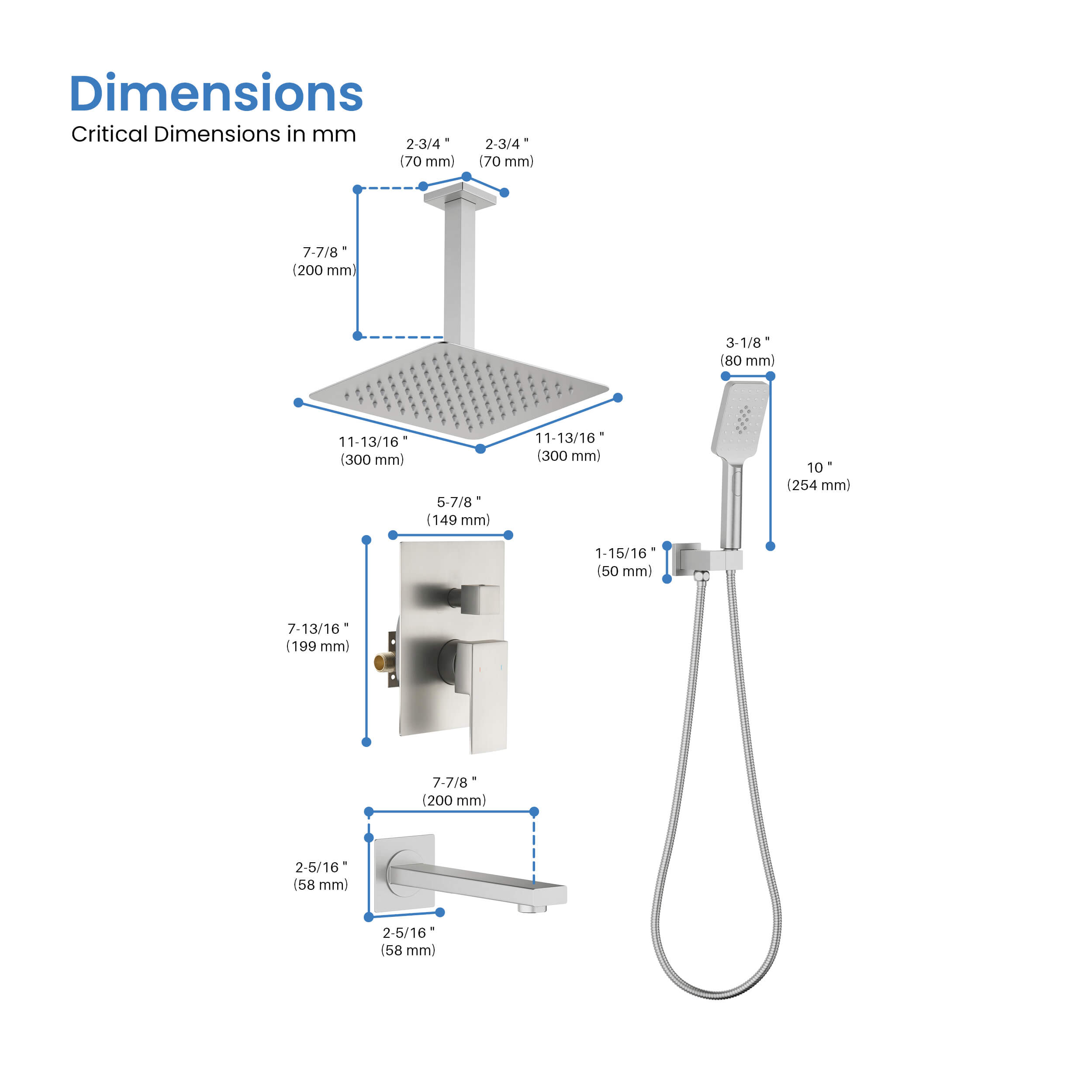 Quadra Pressure Balanced 3-Function Ceiling Mount Shower System with Rough-In Valve - CSF-4013 - Shop at Home Craft Studio - 16