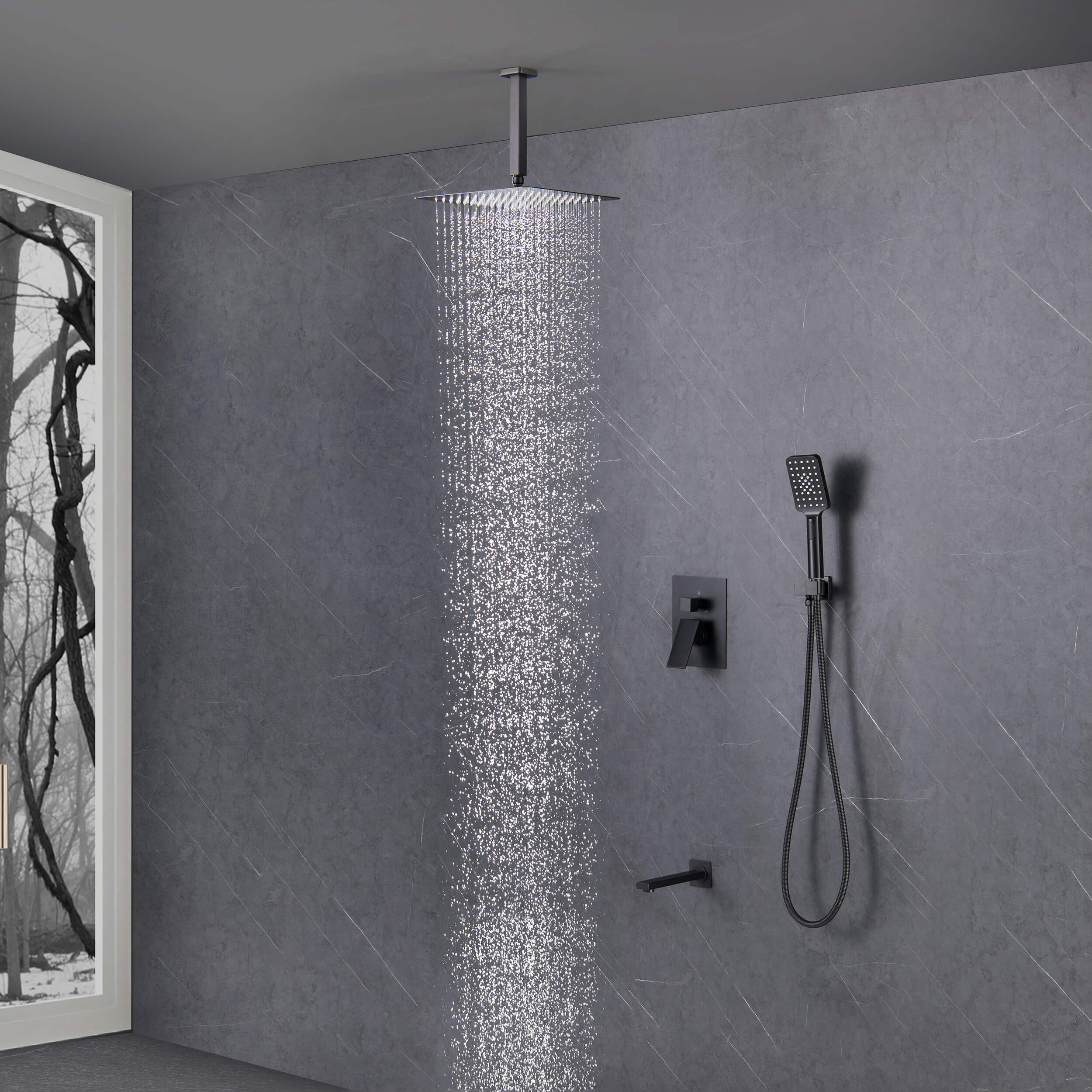 Quadra Pressure Balanced 3-Function Ceiling Mount Shower System with Rough-In Valve - CSF-4013 - Shop at Home Craft Studio - 21