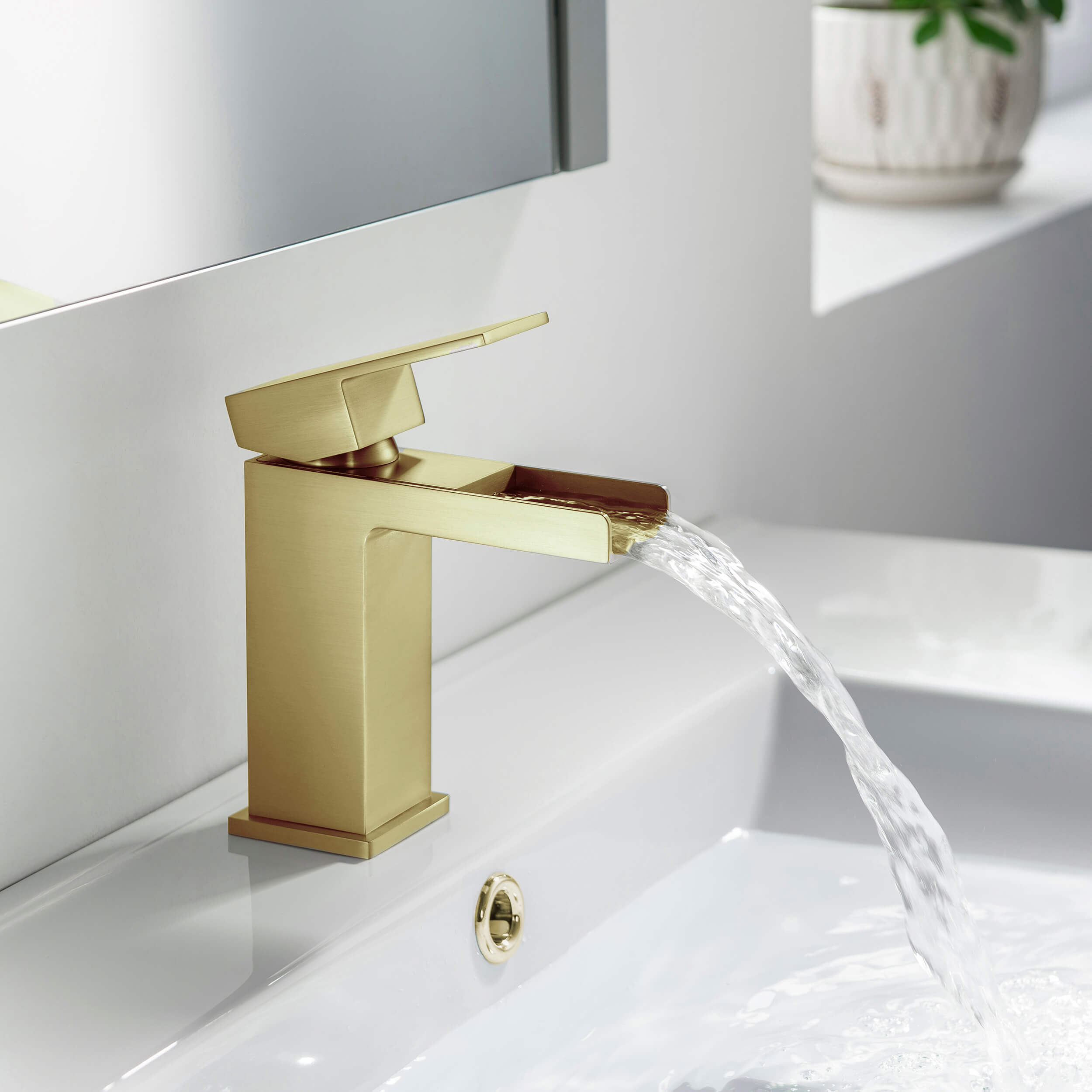 Quadra Waterfall Single Handle Bathroom Vanity Sink Faucet with Pop Up Drain - CBF-1004 - Shop at Home Craft Studio - 3