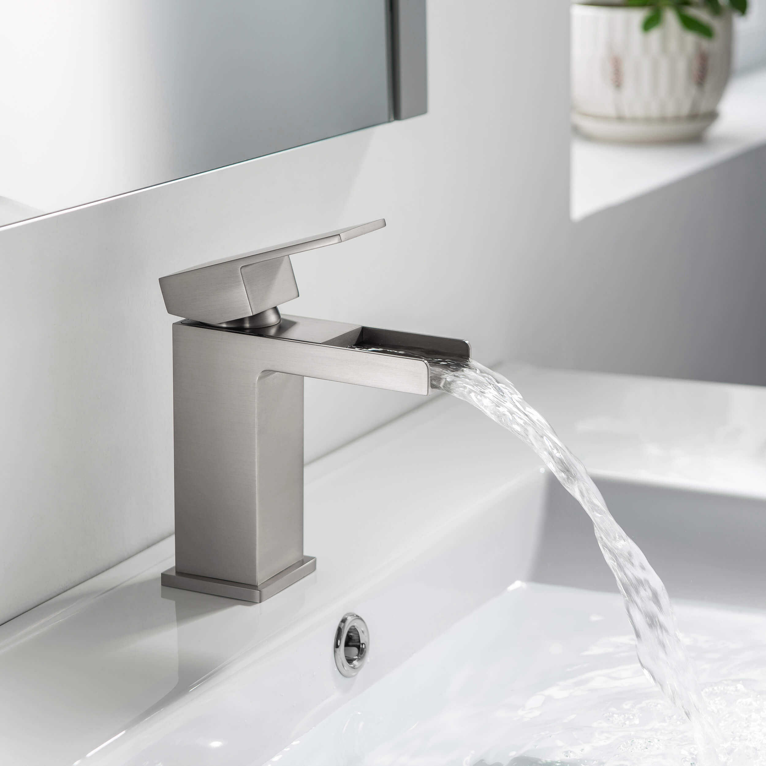 Quadra Waterfall Single Handle Bathroom Vanity Sink Faucet with Pop Up Drain - CBF-1004 - Shop at Home Craft Studio - 8