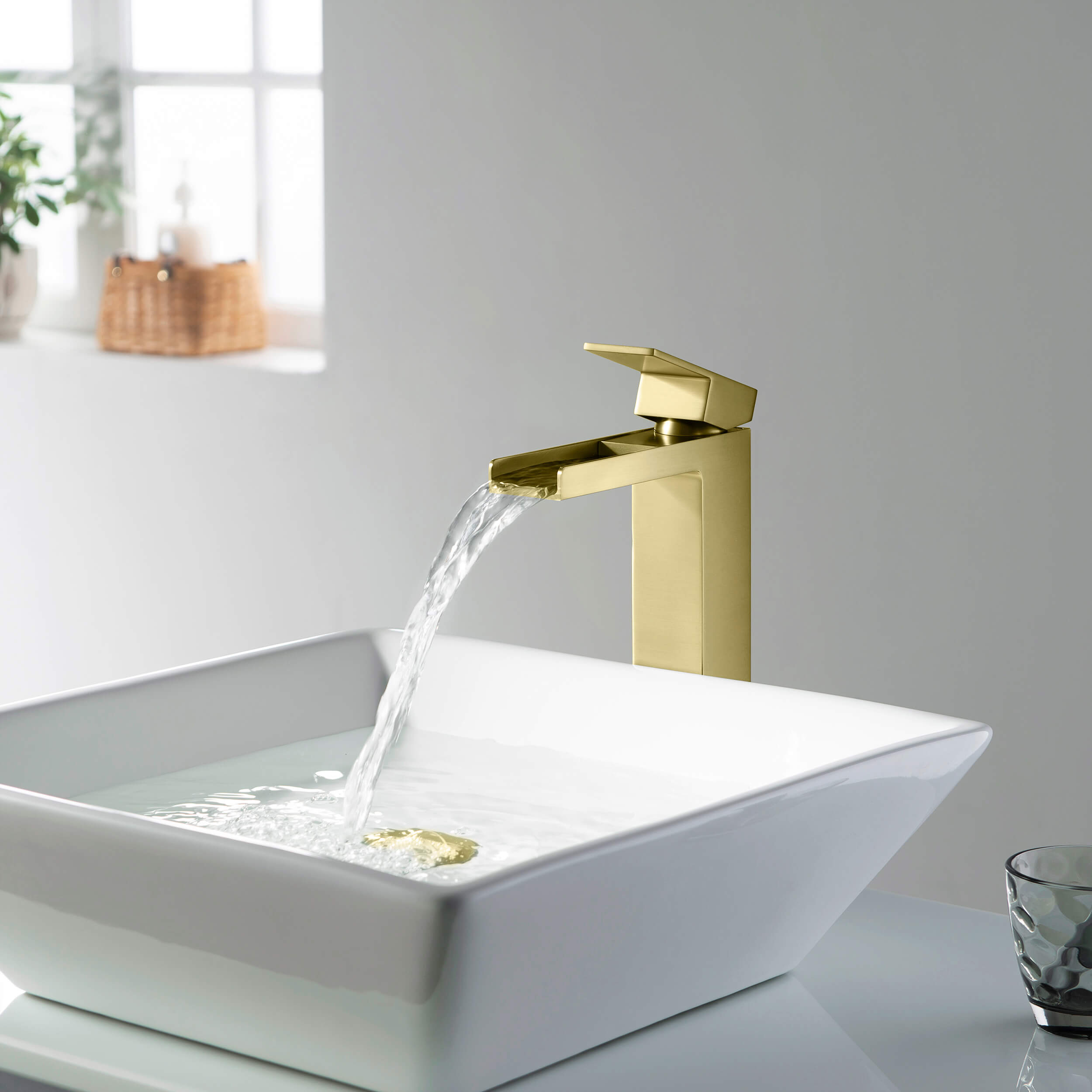 Quadra Waterfall Single Handle Bathroom Vessel Sink Faucet with Pop Up Drain - CBF-1005 - Shop at Home Craft Studio - 3