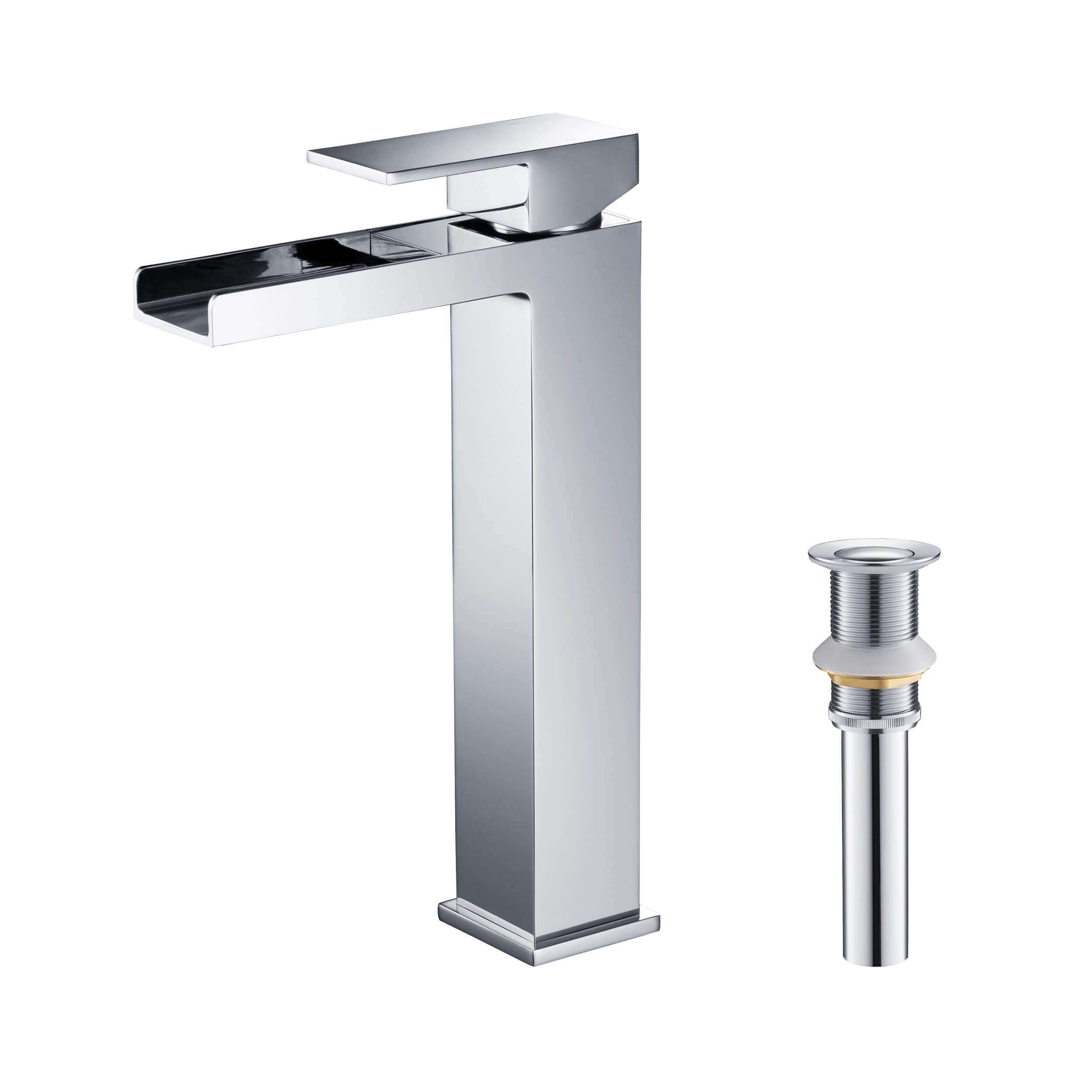 Quadra Waterfall Single Handle Bathroom Vessel Sink Faucet with Pop Up Drain - CBF-1005 - Shop at Home Craft Studio - 11