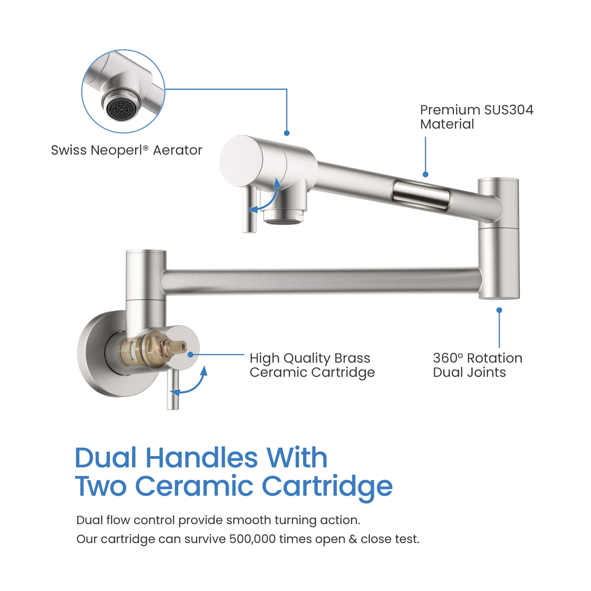Stainless Steel Kitchen Pot Filler - CPF-602 - Shop at Home Craft Studio - 17