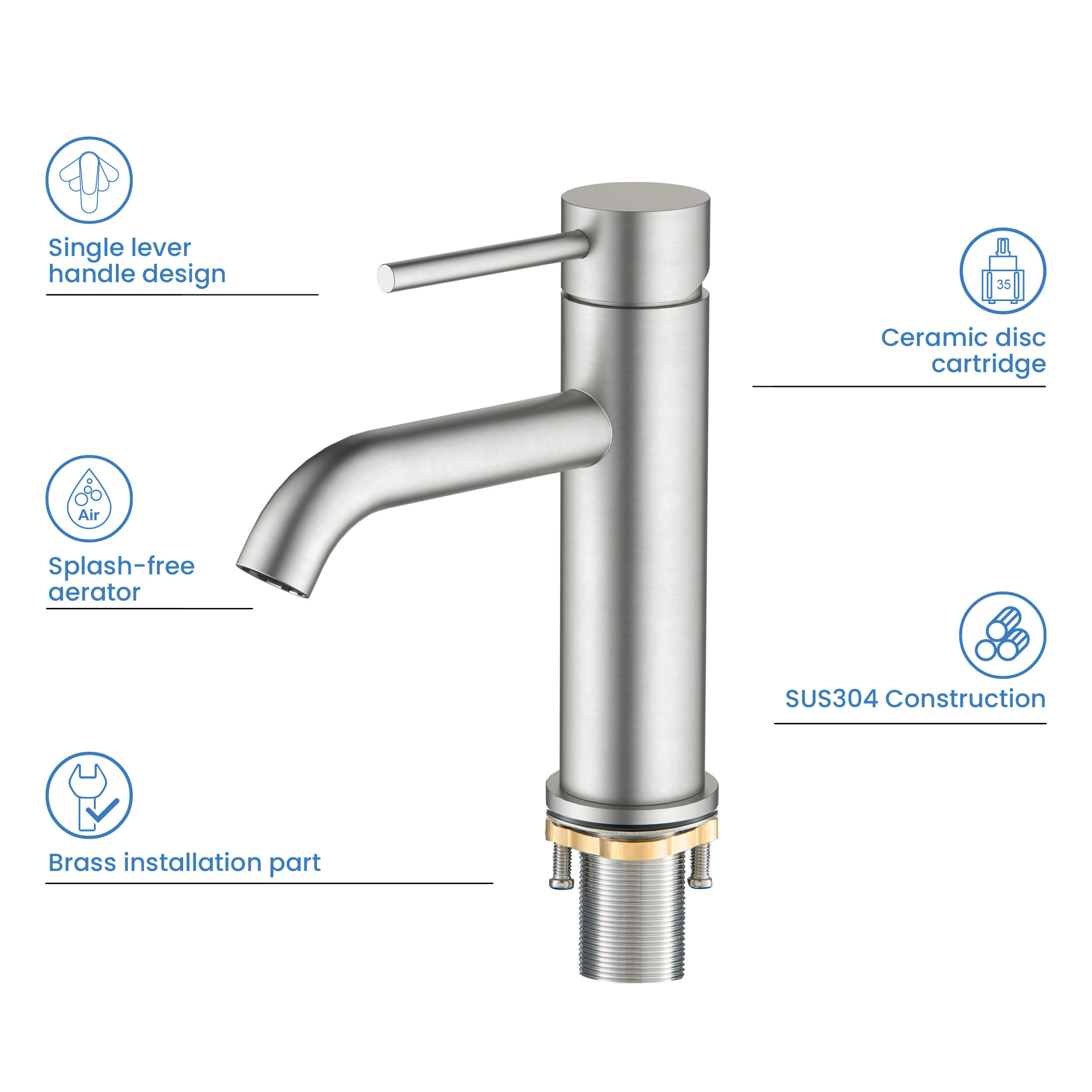 Value Collection - Single Handle Bathroom Vanity Sink Faucet with Pop Up Drain - F201 - Shop at Home Craft Studio - 12