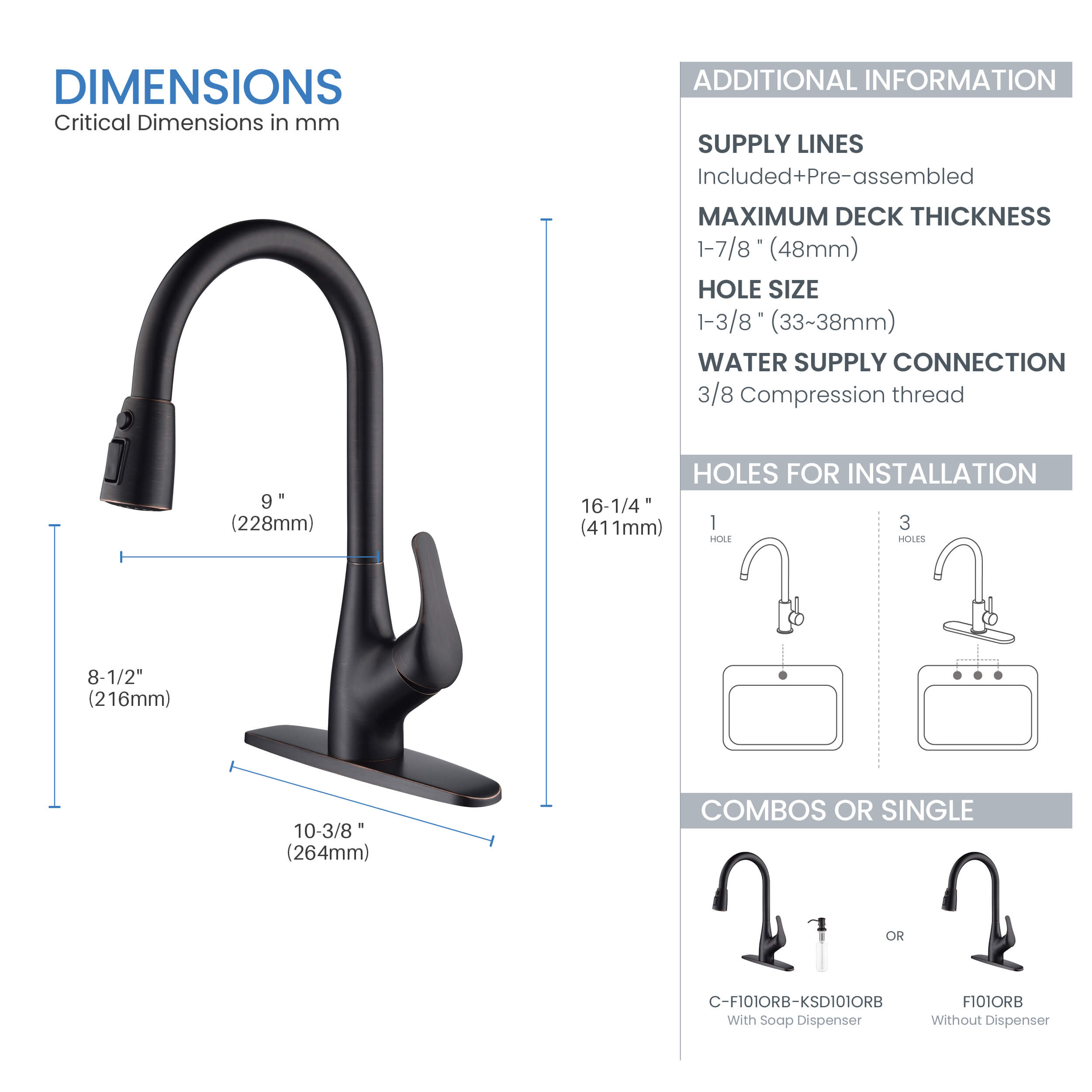Value Collection - Single Handle Pull Down Kitchen Faucet - F101ORB - Shop at Home Craft Studio - 10