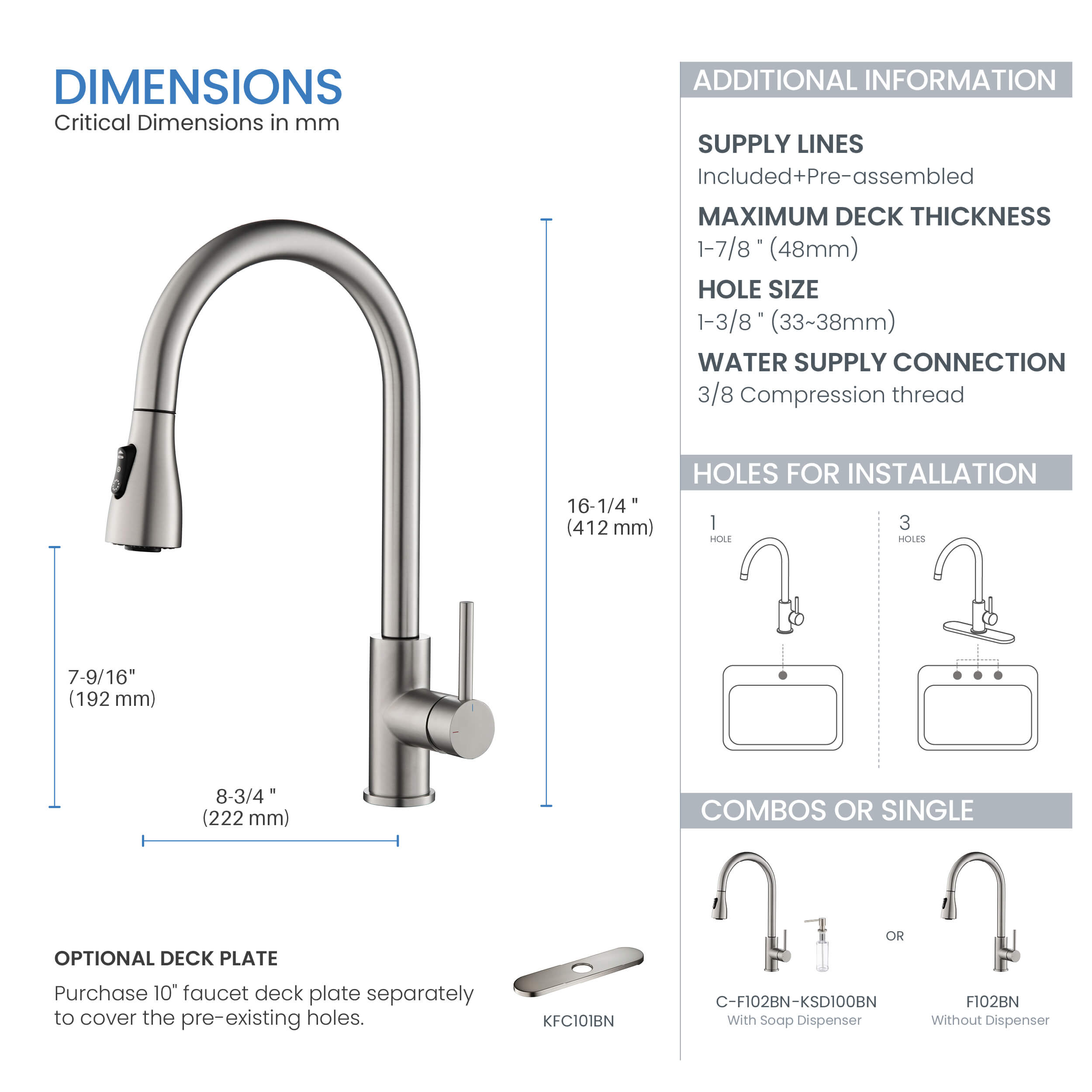 Value Collection - Single Handle Pull Down Kitchen Faucet - F102 - Shop at Home Craft Studio - 15