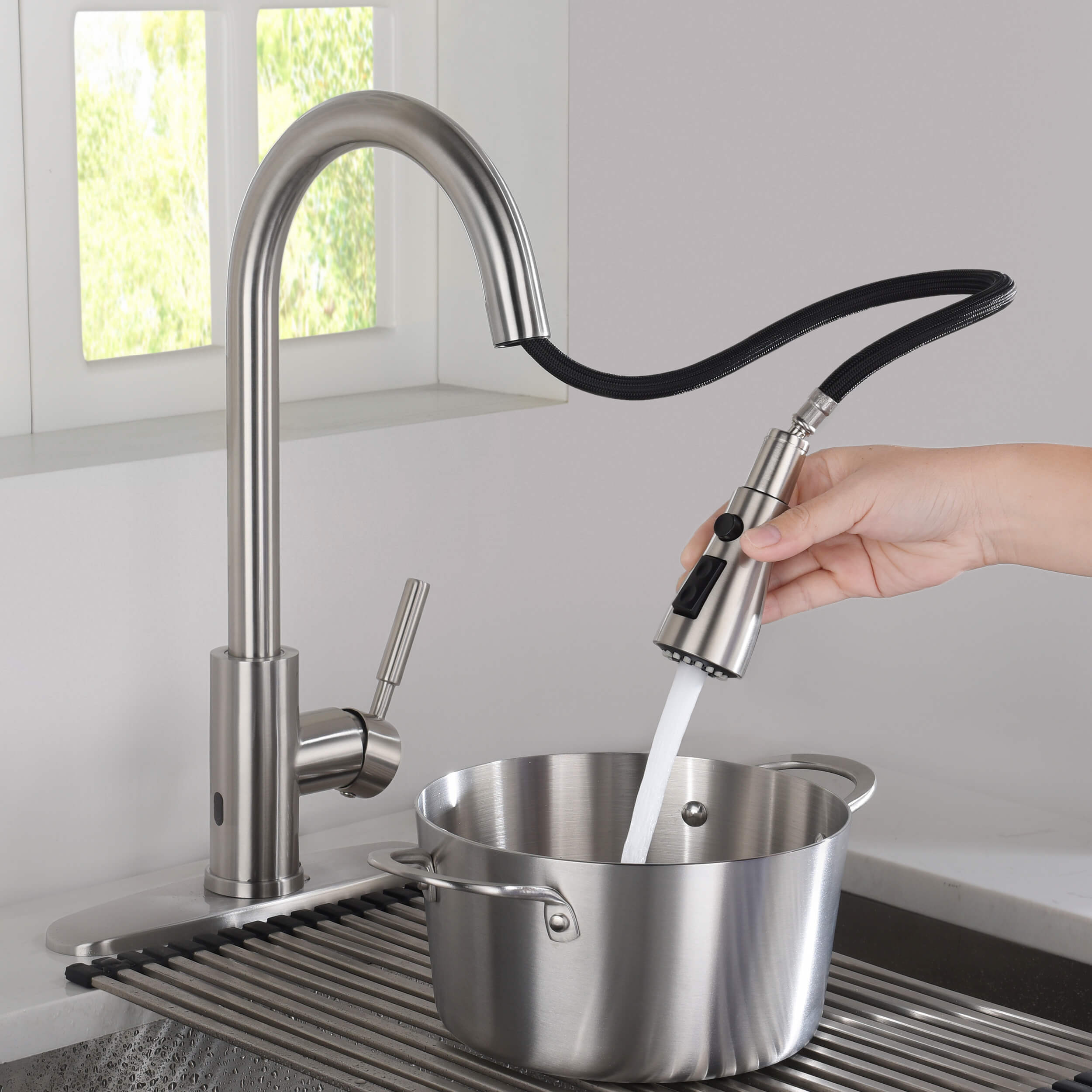 Value Collection - Single Handle Pull Down Kitchen Faucet With Touch Sensor - F102-S - Shop at Home Craft Studio - 9